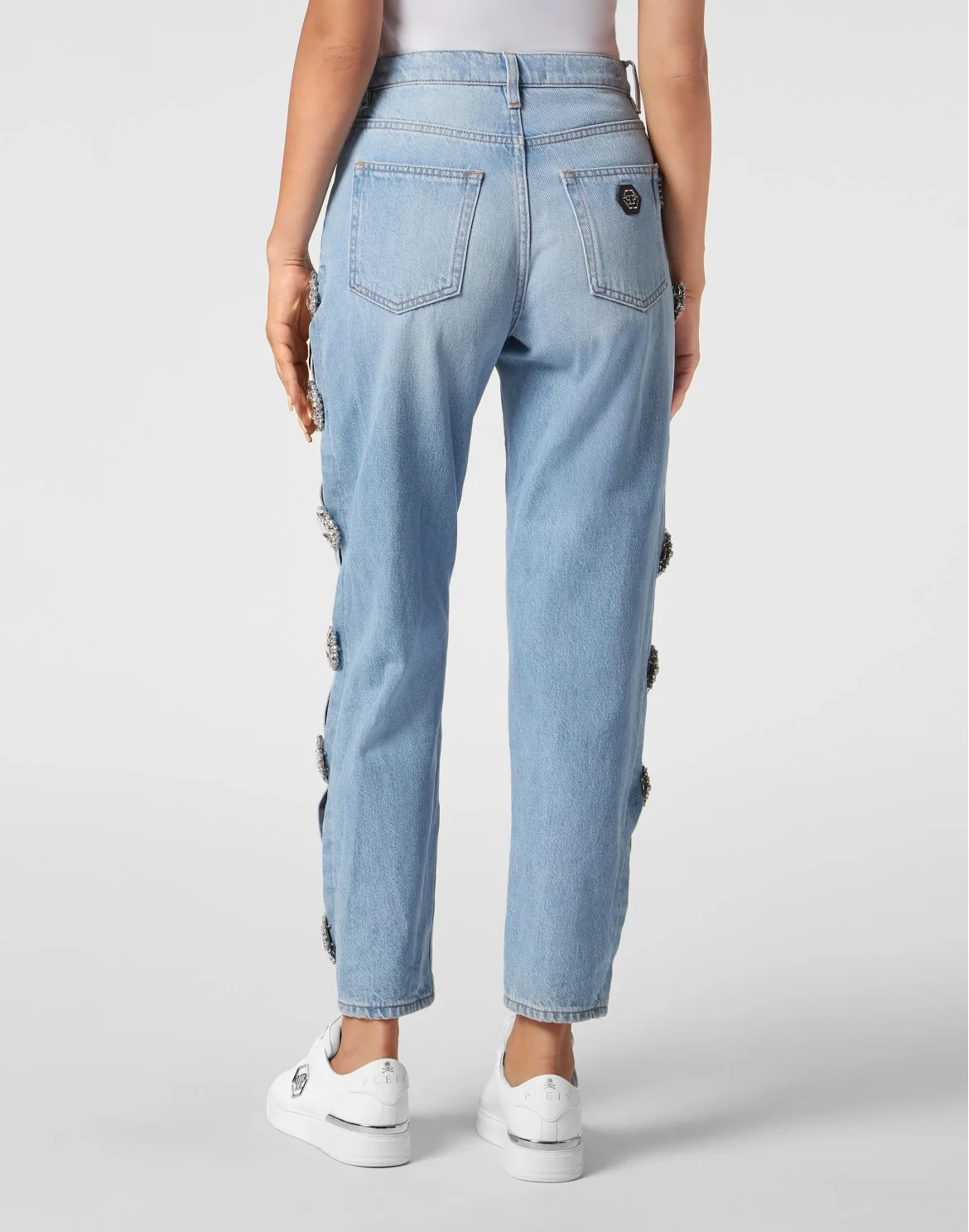 Denim Trousers Mom Fit Brooches, цвет: Синий