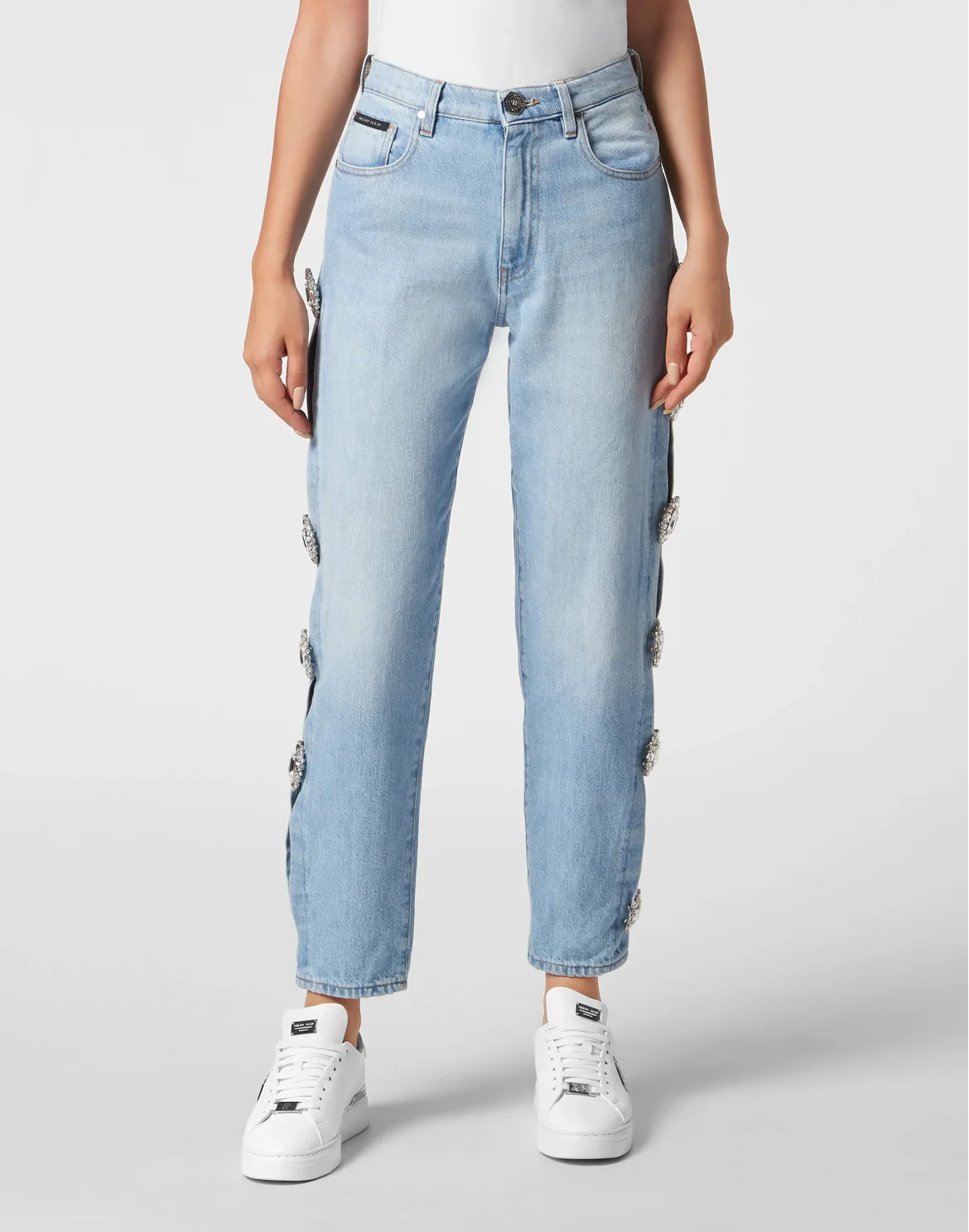 Denim Trousers Mom Fit Brooches, цвет: Синий