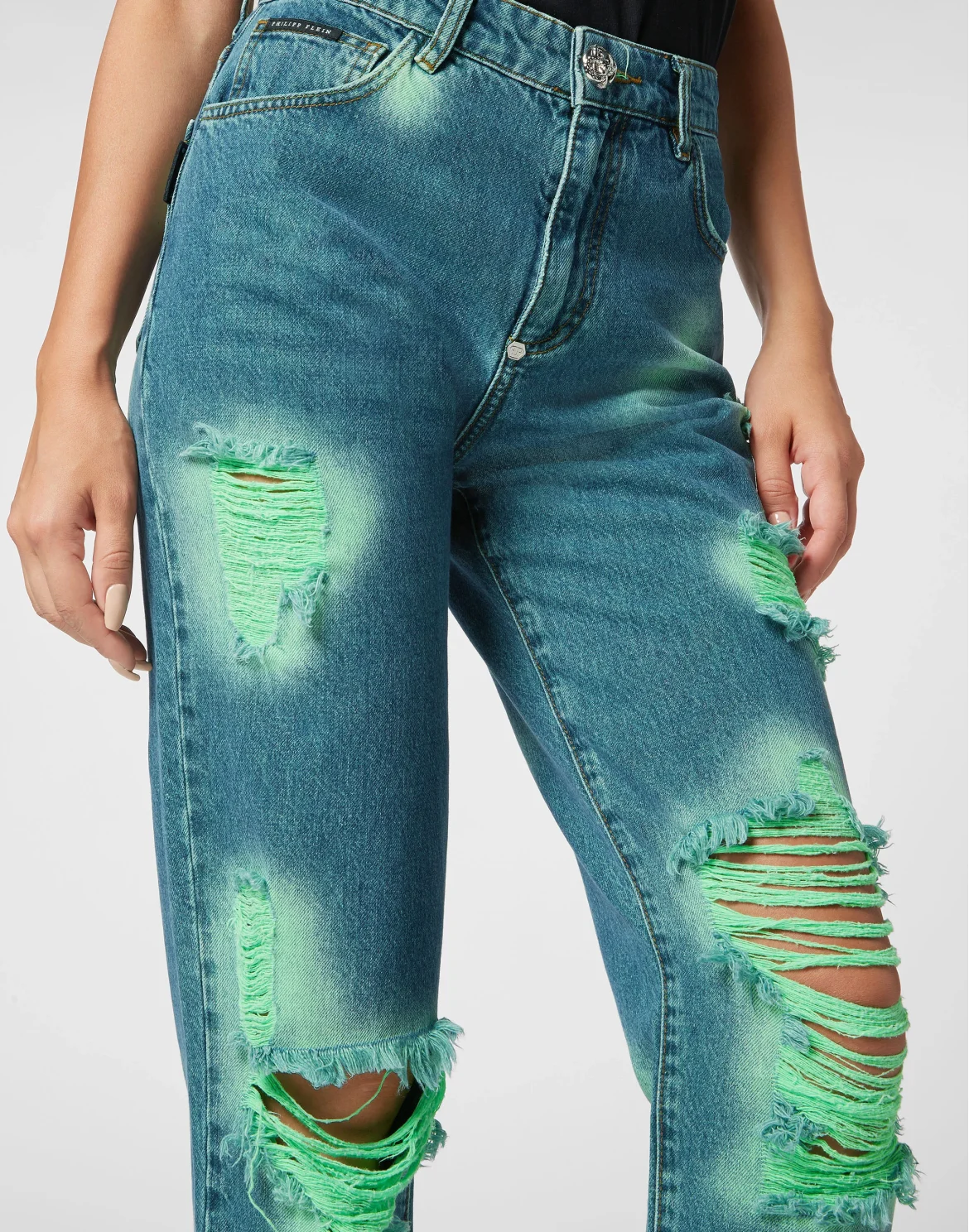 Denim Trousers Mom Fit Tie-Dye, цвет: Синий
