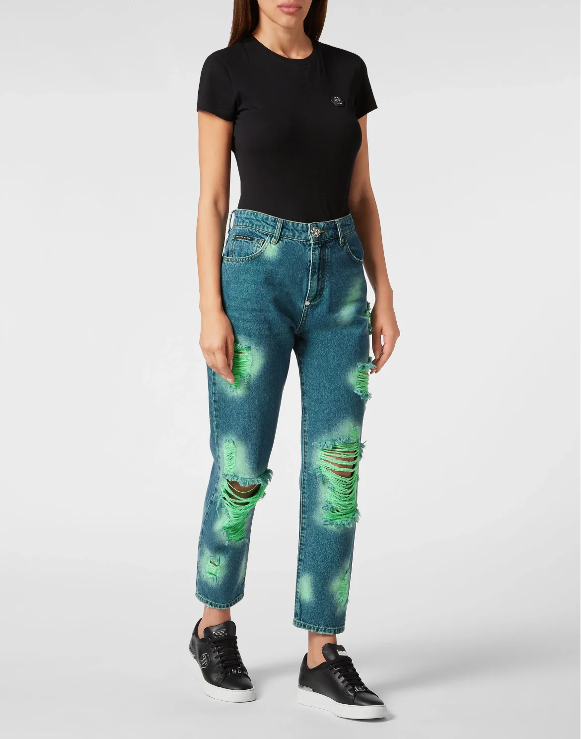 Denim Trousers Mom Fit Tie-Dye, цвет: Синий
