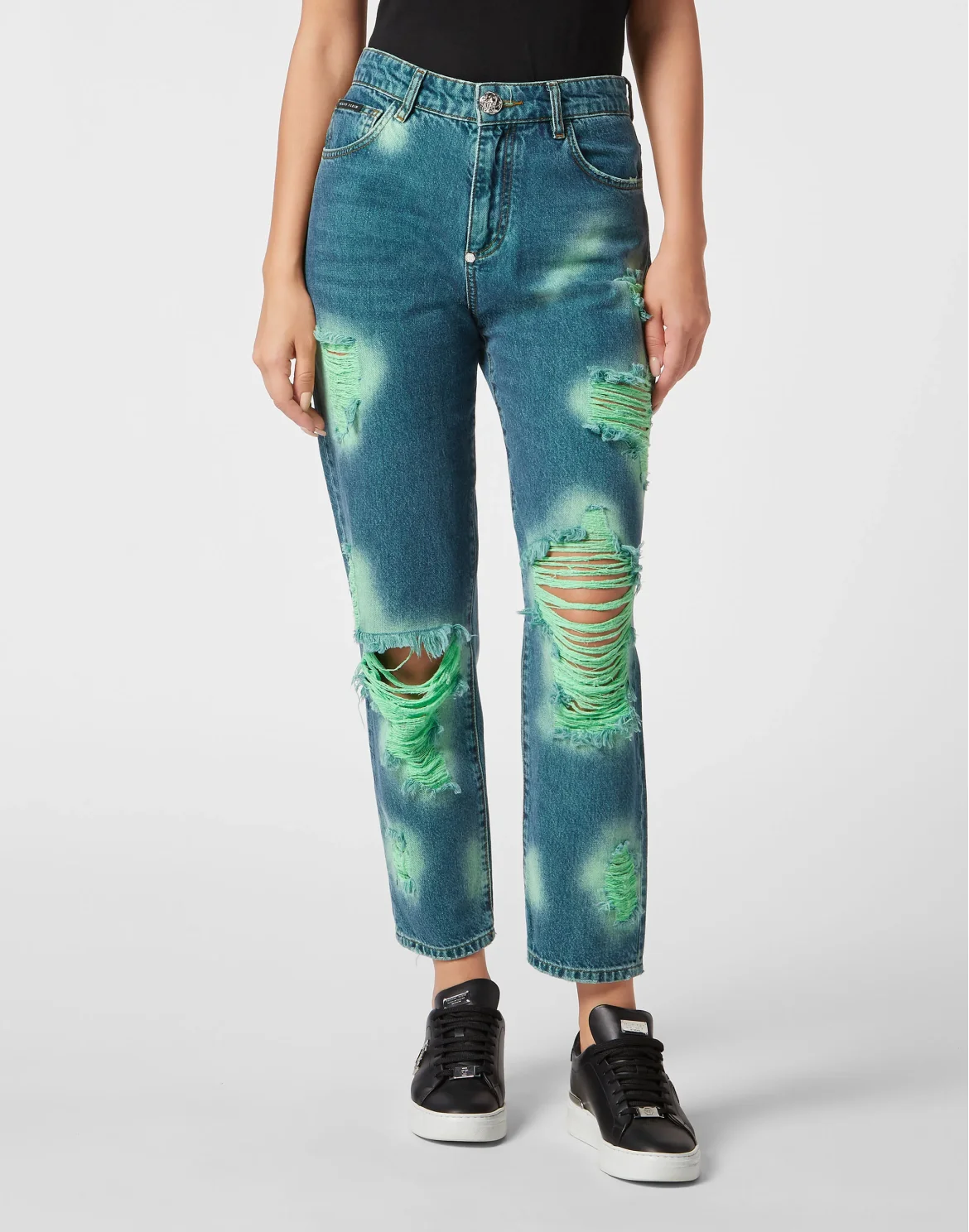 Denim Trousers Mom Fit Tie-Dye, цвет: Синий