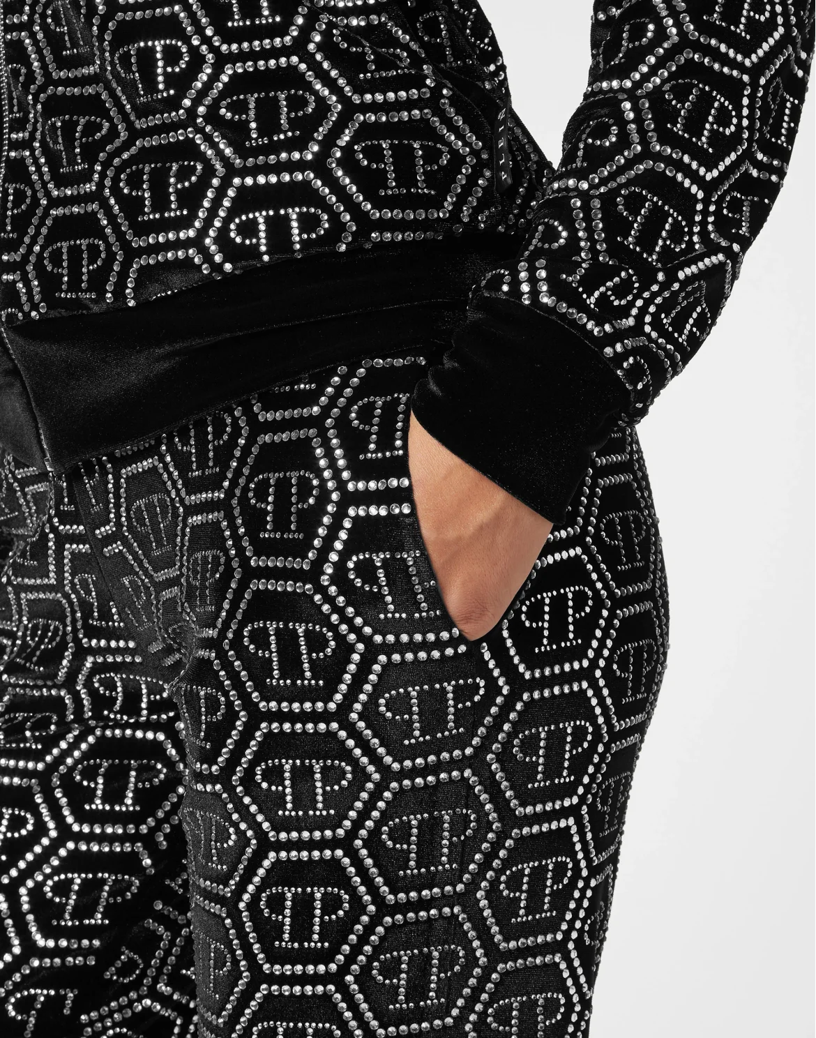 ?henille Jogging Tracksuit: Hoodie/Trousers Monogram Strass, цвет: Черный