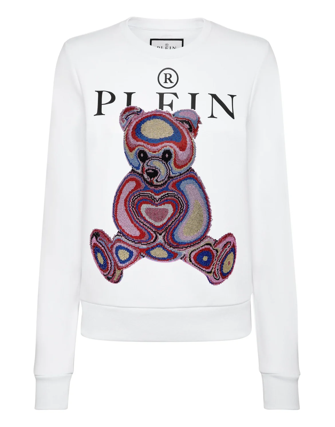 Sweatshirt LS with Crystals Teddy Bear, цвет: Белый