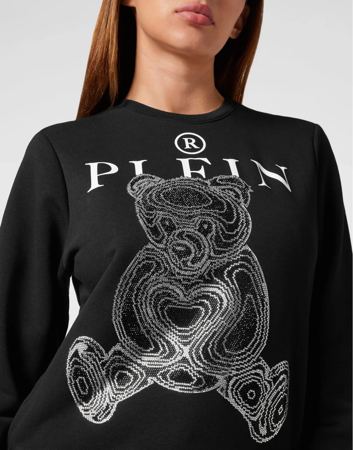 Sweatshirt LS with Crystals Teddy Bear, цвет: Черный