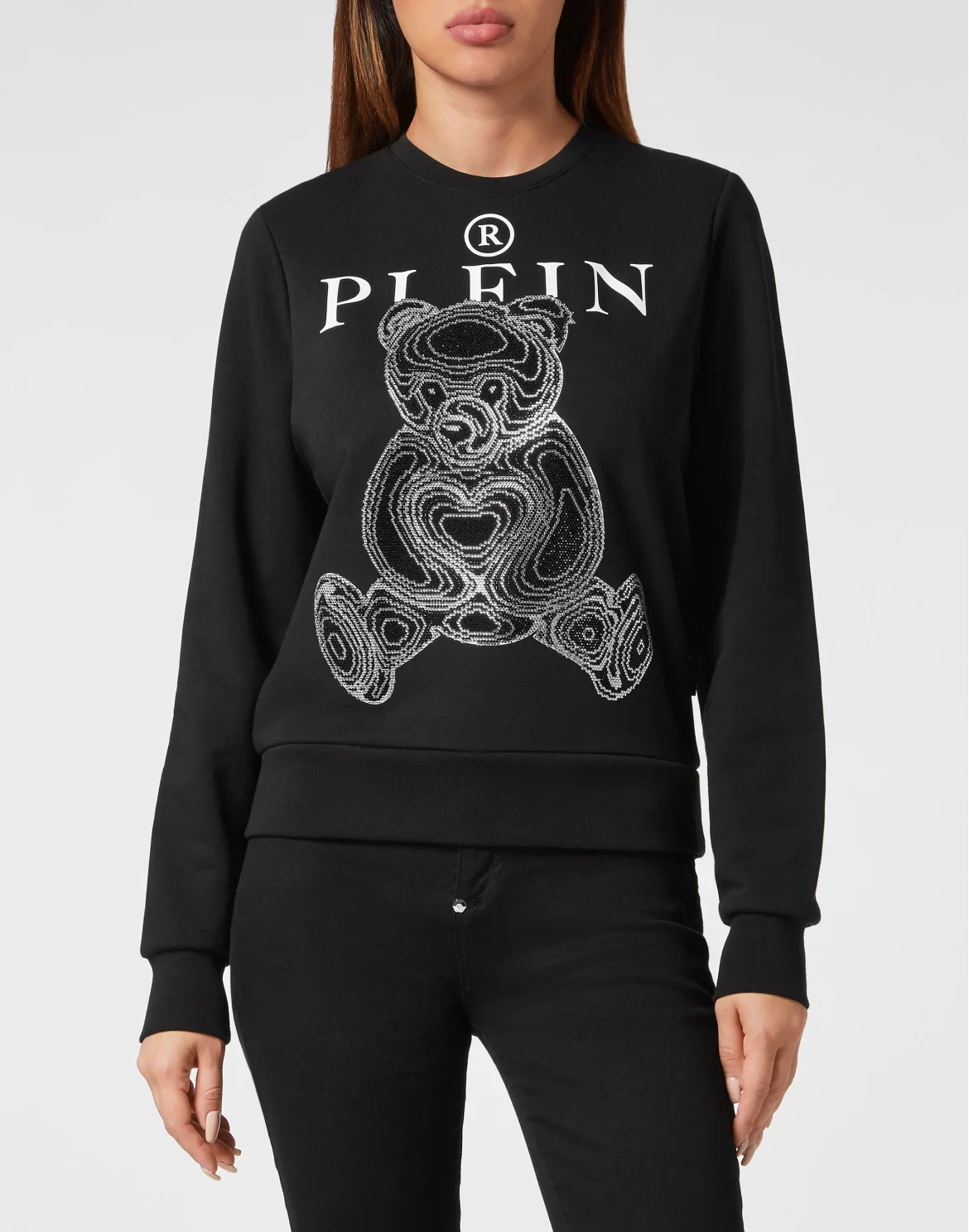 Sweatshirt LS with Crystals Teddy Bear, цвет: Черный