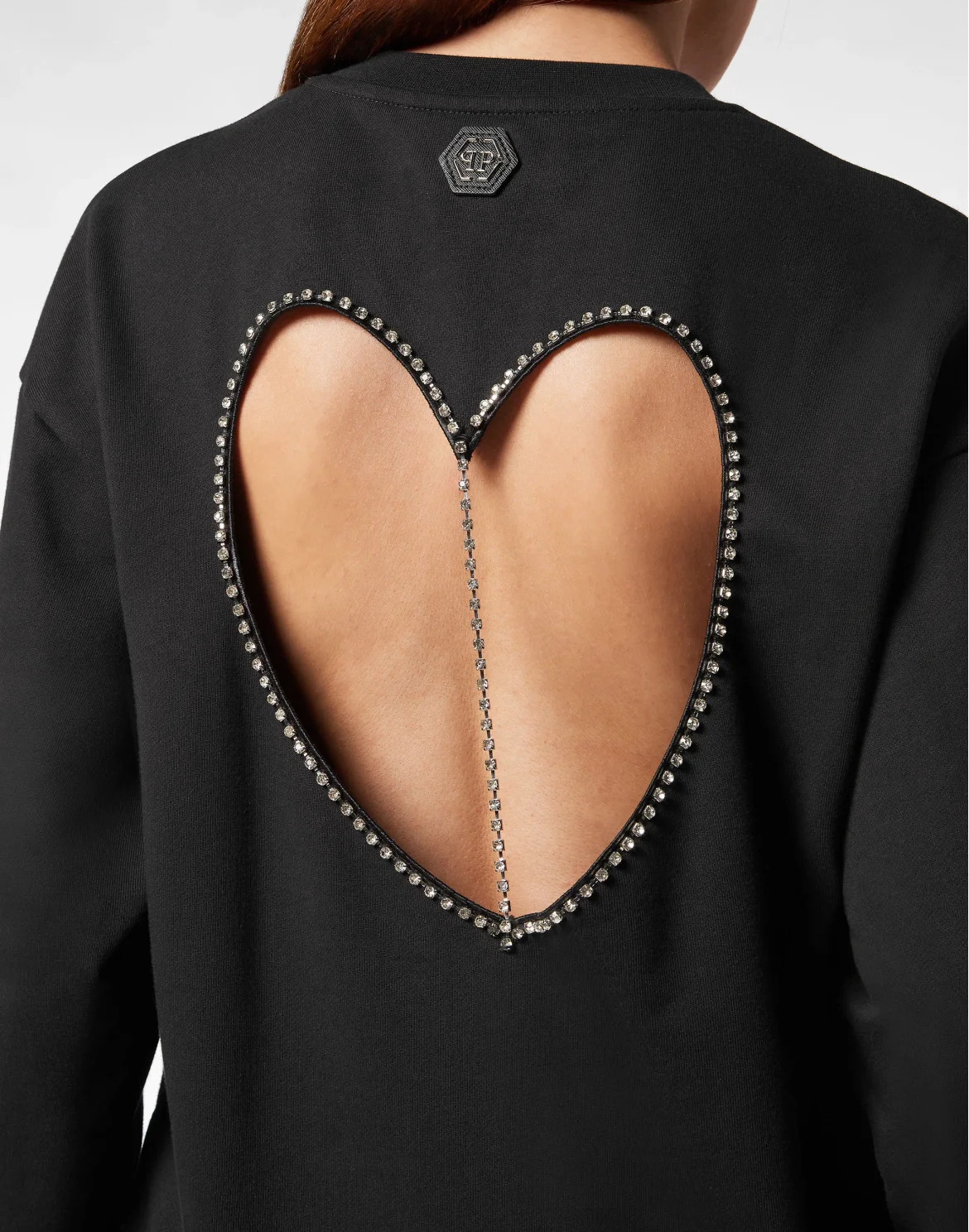 Padded Shoulder Sweatshirt Roundneck Heart, цвет: Черный
