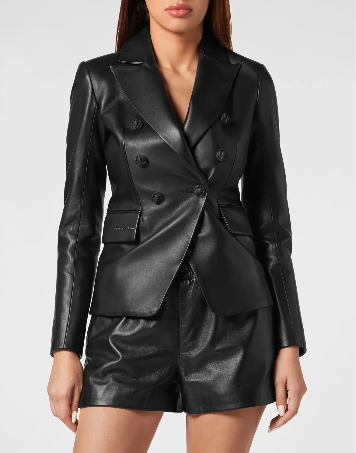 Leather Fitted Blazer, цвет: Черный