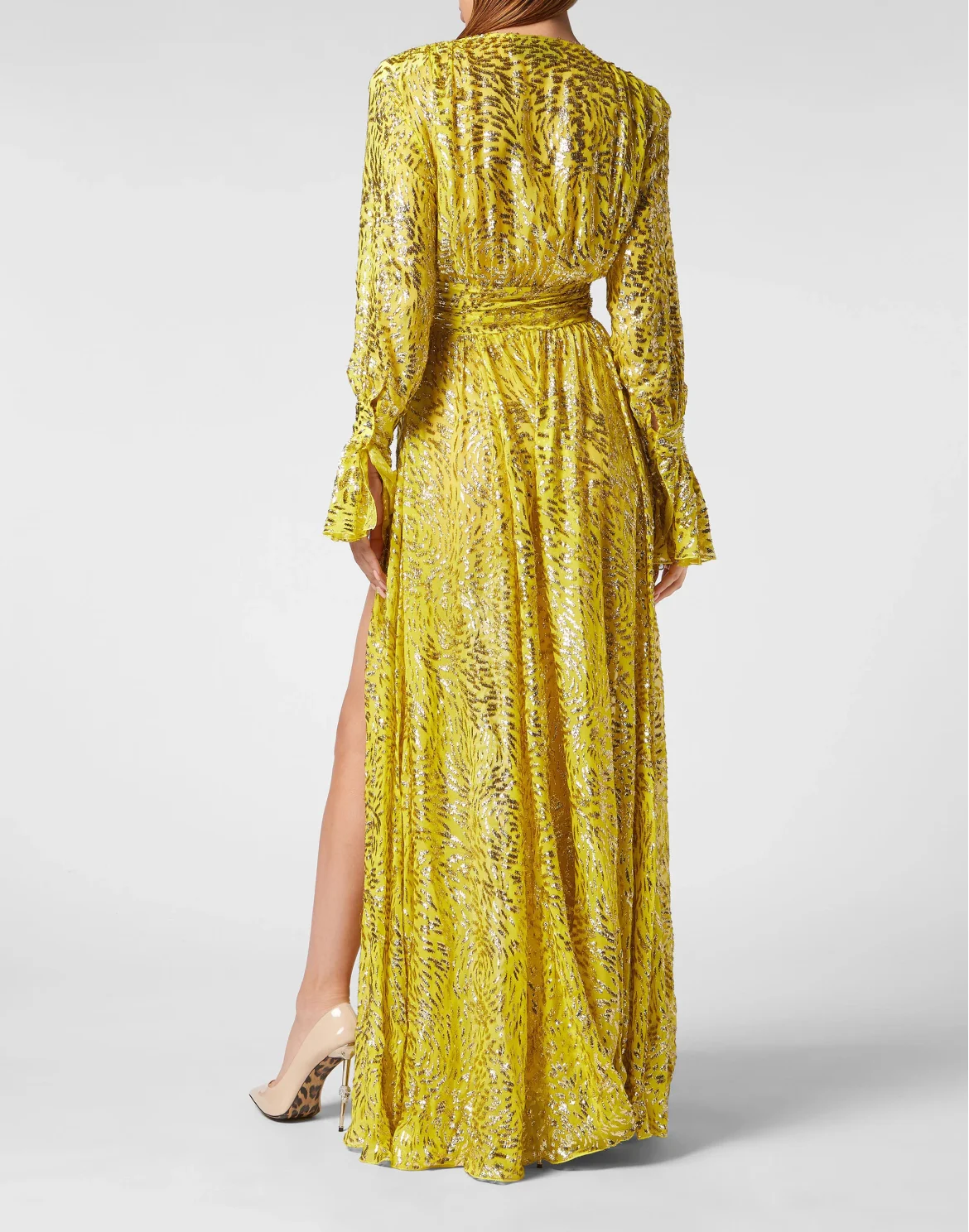 Gold Lurex Long Dress, цвет: Желтый