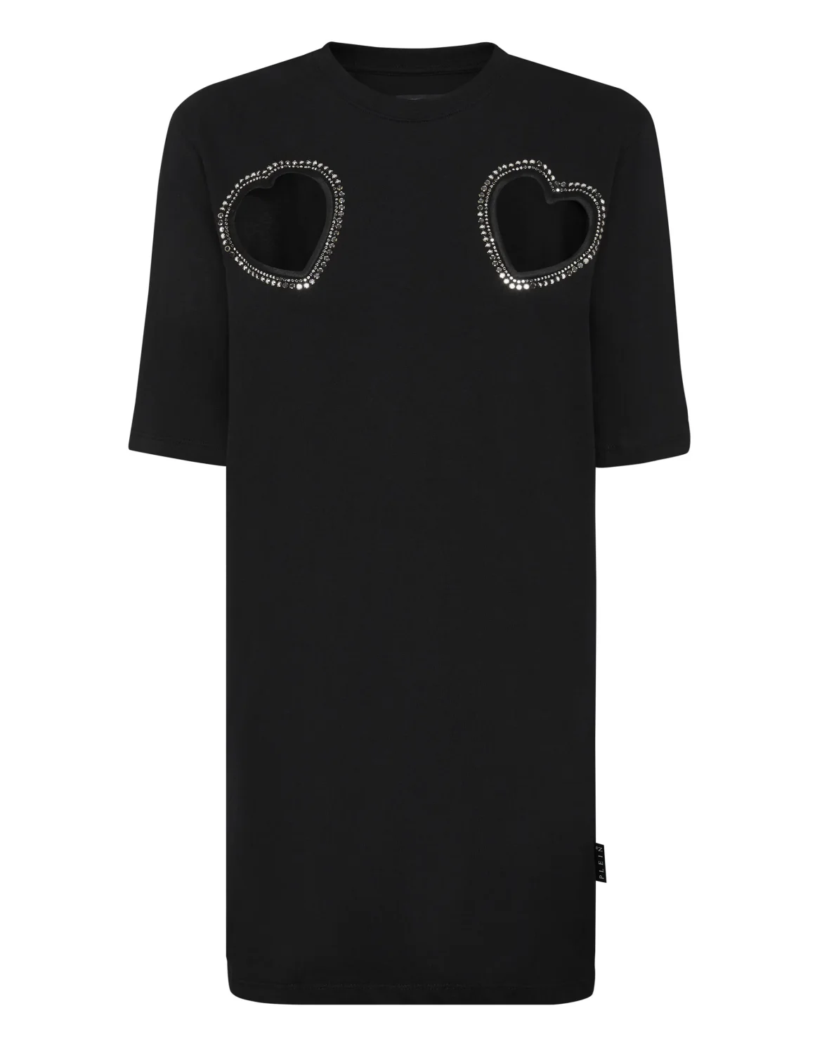 Padded Shoulder T-Shirt Dress Heart, цвет: Черный