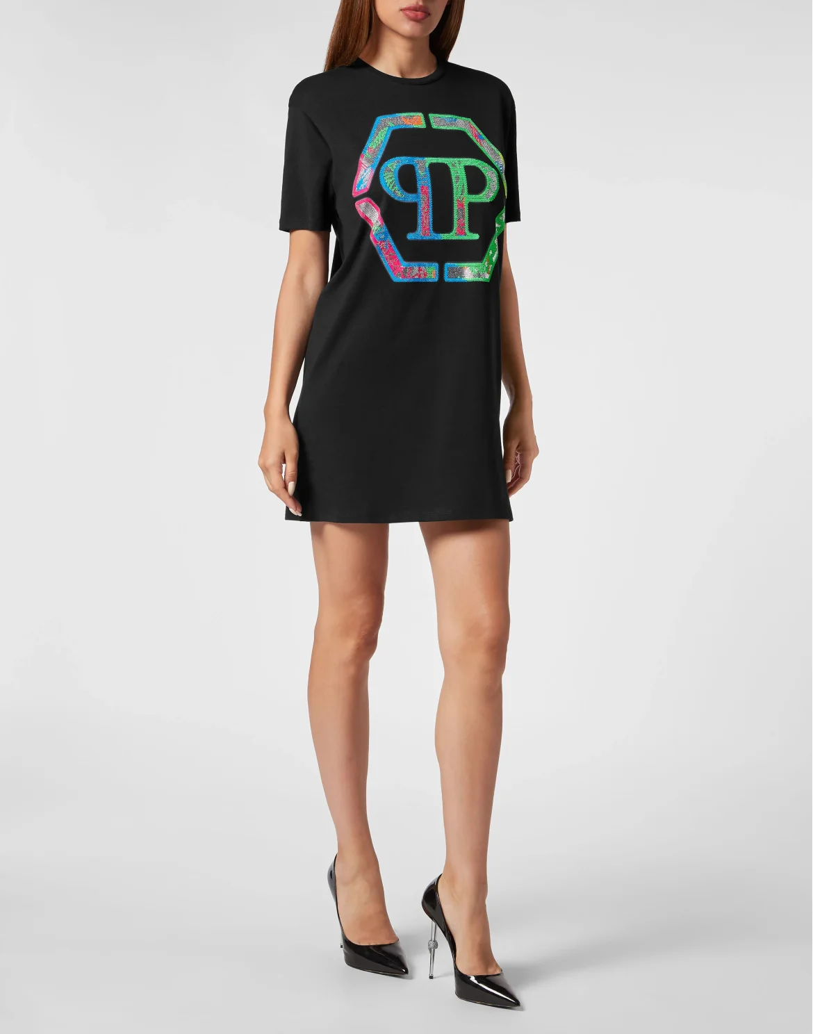 T-Shirt Short Dress, цвет: Черный