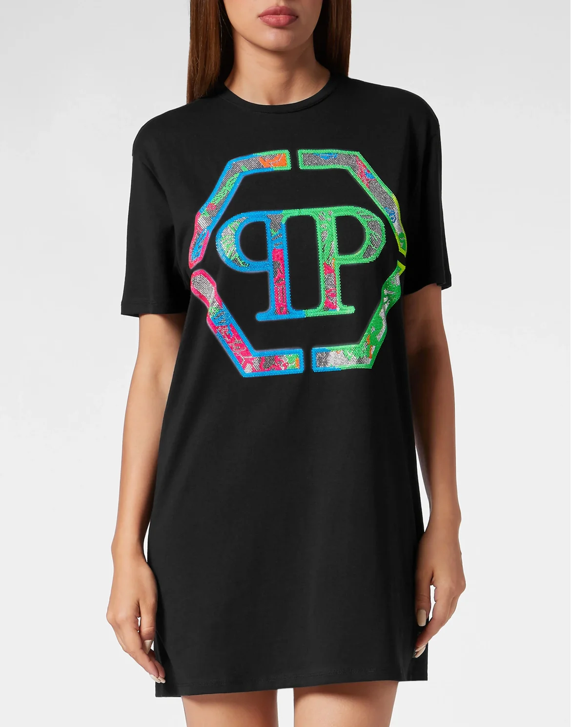 T-Shirt Short Dress, цвет: Черный