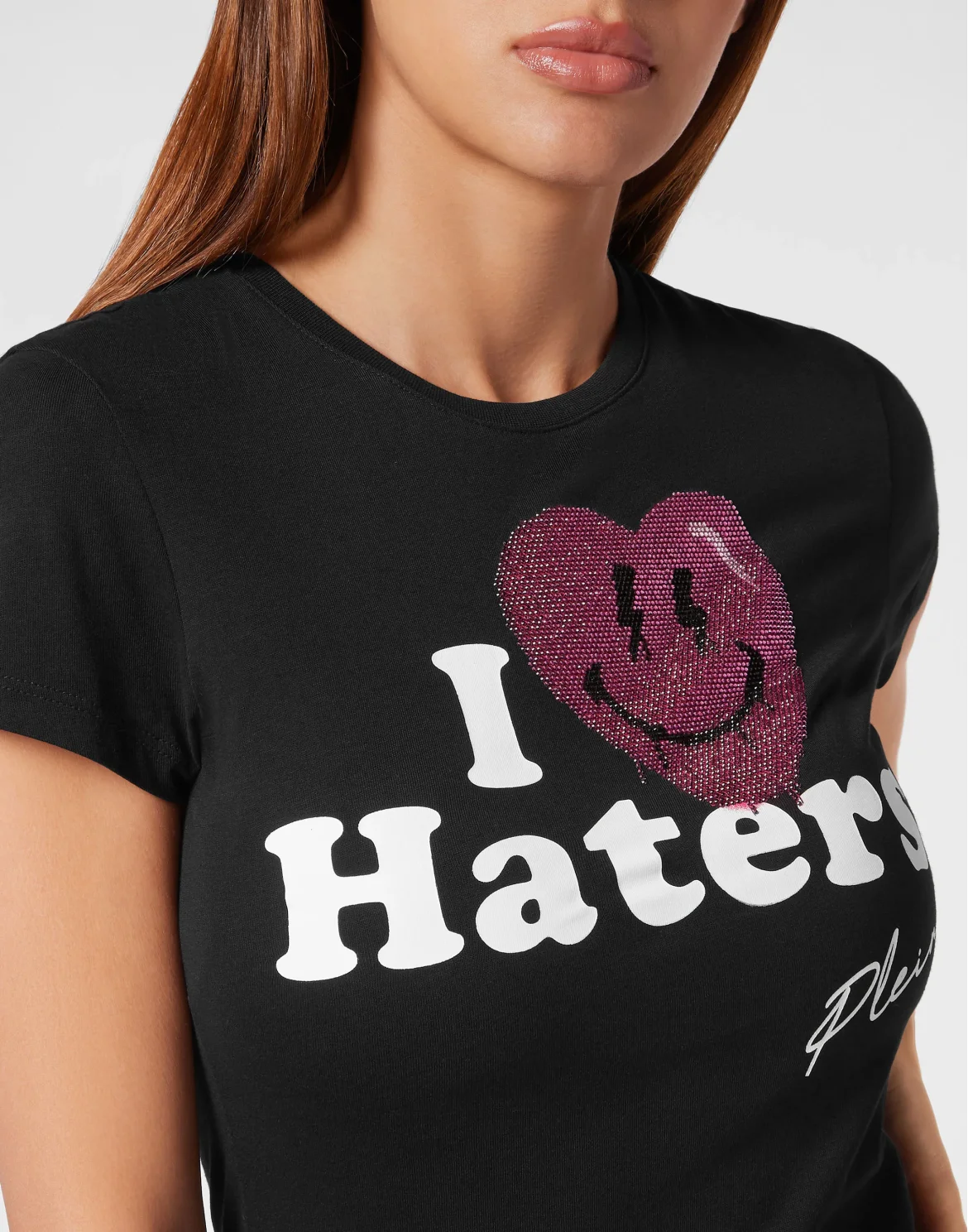 T-Shirt Sexy Pure with Crystals Smile, цвет: Черный