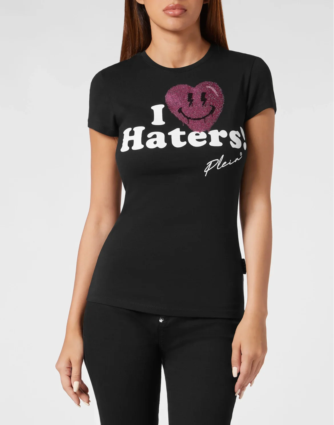 T-Shirt Sexy Pure with Crystals Smile, цвет: Черный