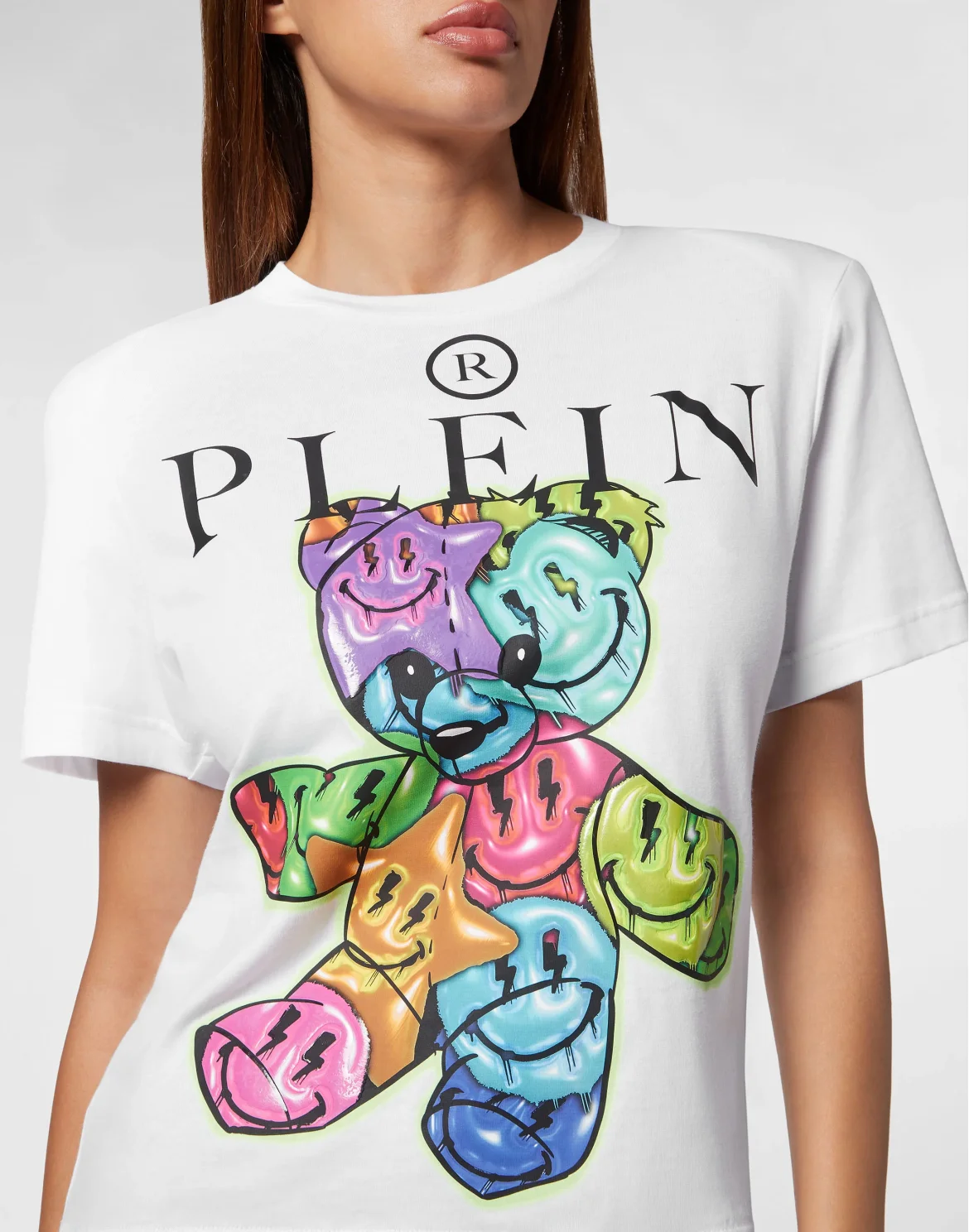 Padded Shoulder T-shirt Sexy Pure Smile, цвет: Белый