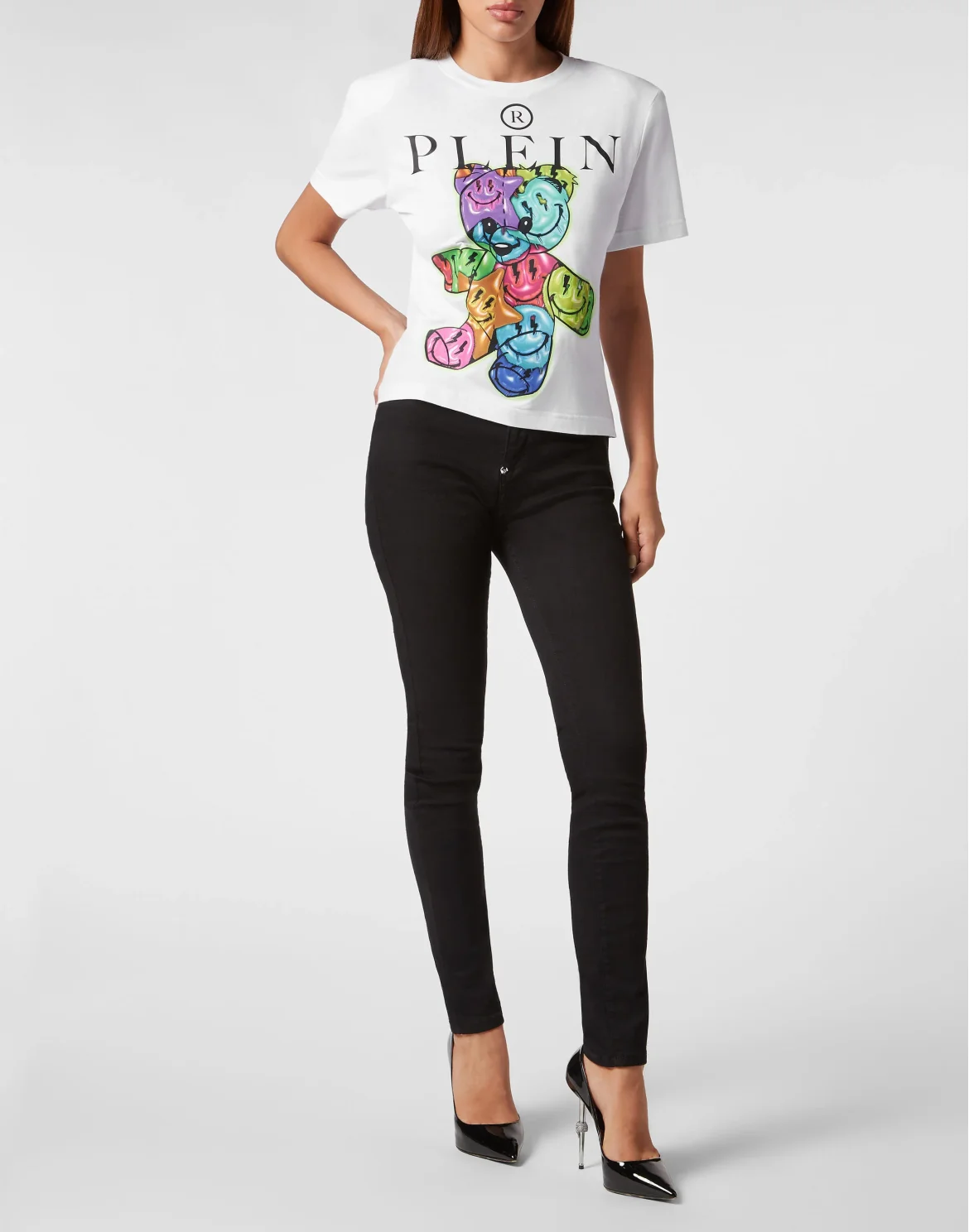 Padded Shoulder T-shirt Sexy Pure Smile, цвет: Белый