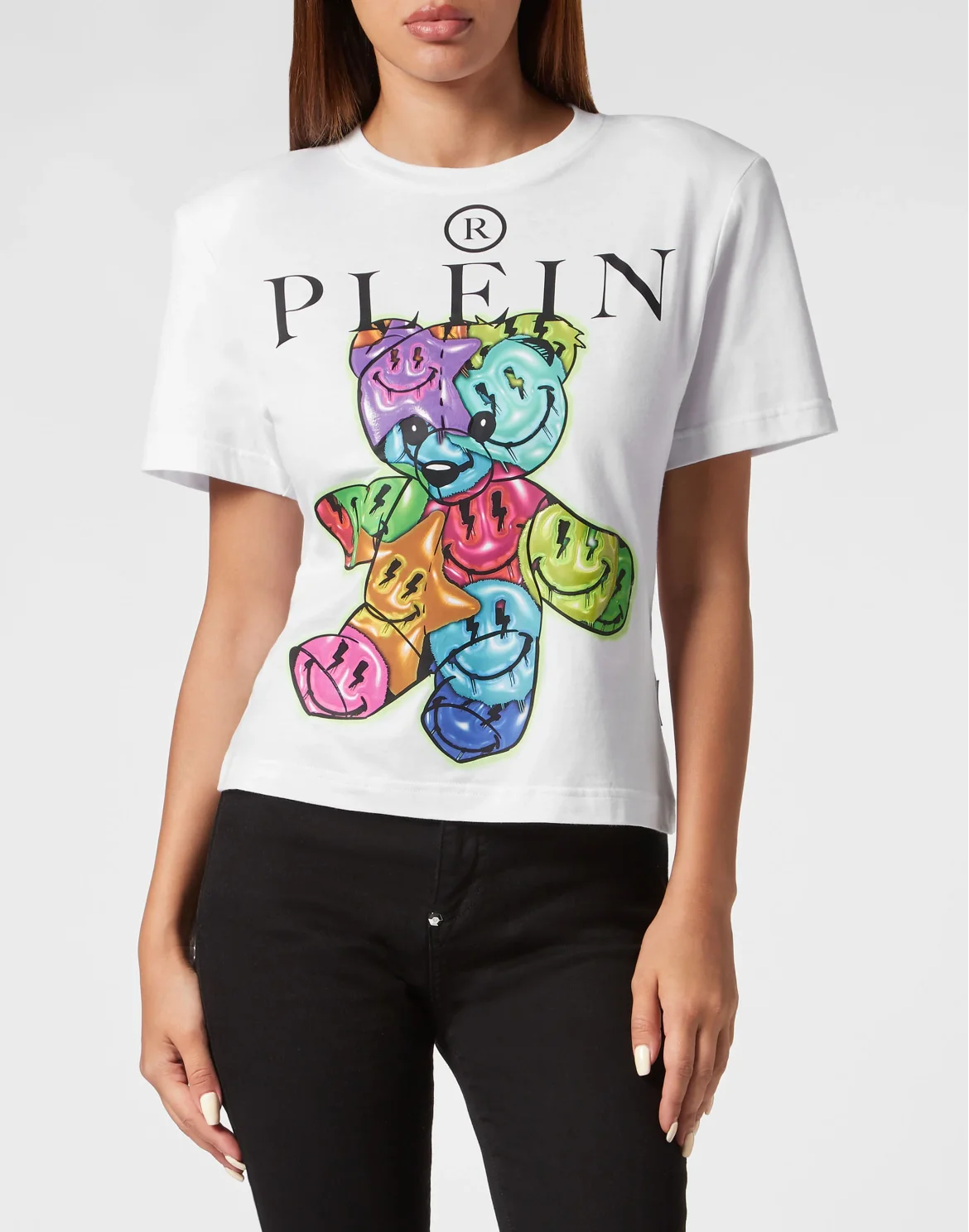 Padded Shoulder T-shirt Sexy Pure Smile, цвет: Белый