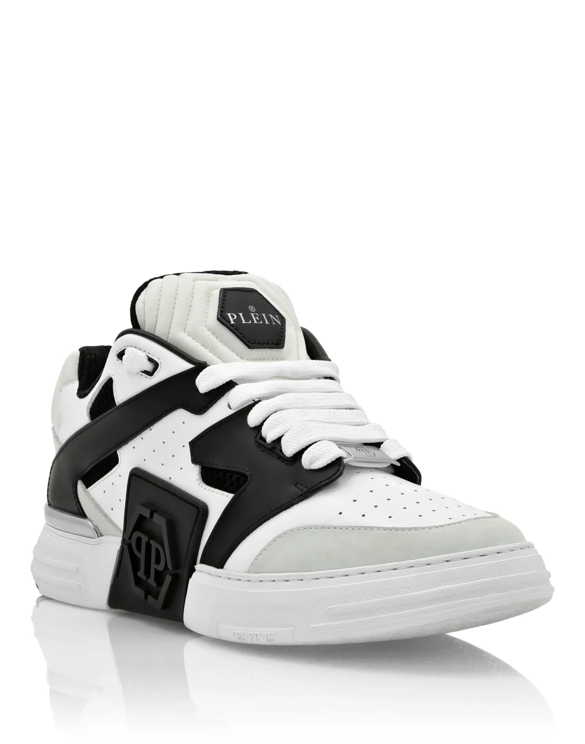 Mix Leather Lo-Top Sneakers, цвет: Белый