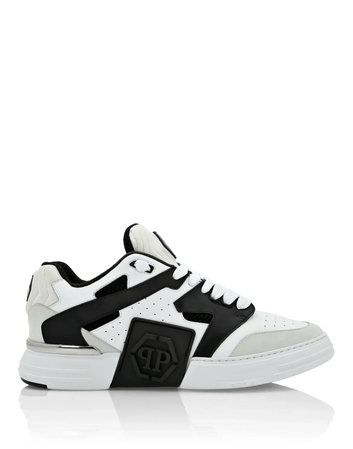 Mix Leather Lo-Top Sneakers, цвет: Белый