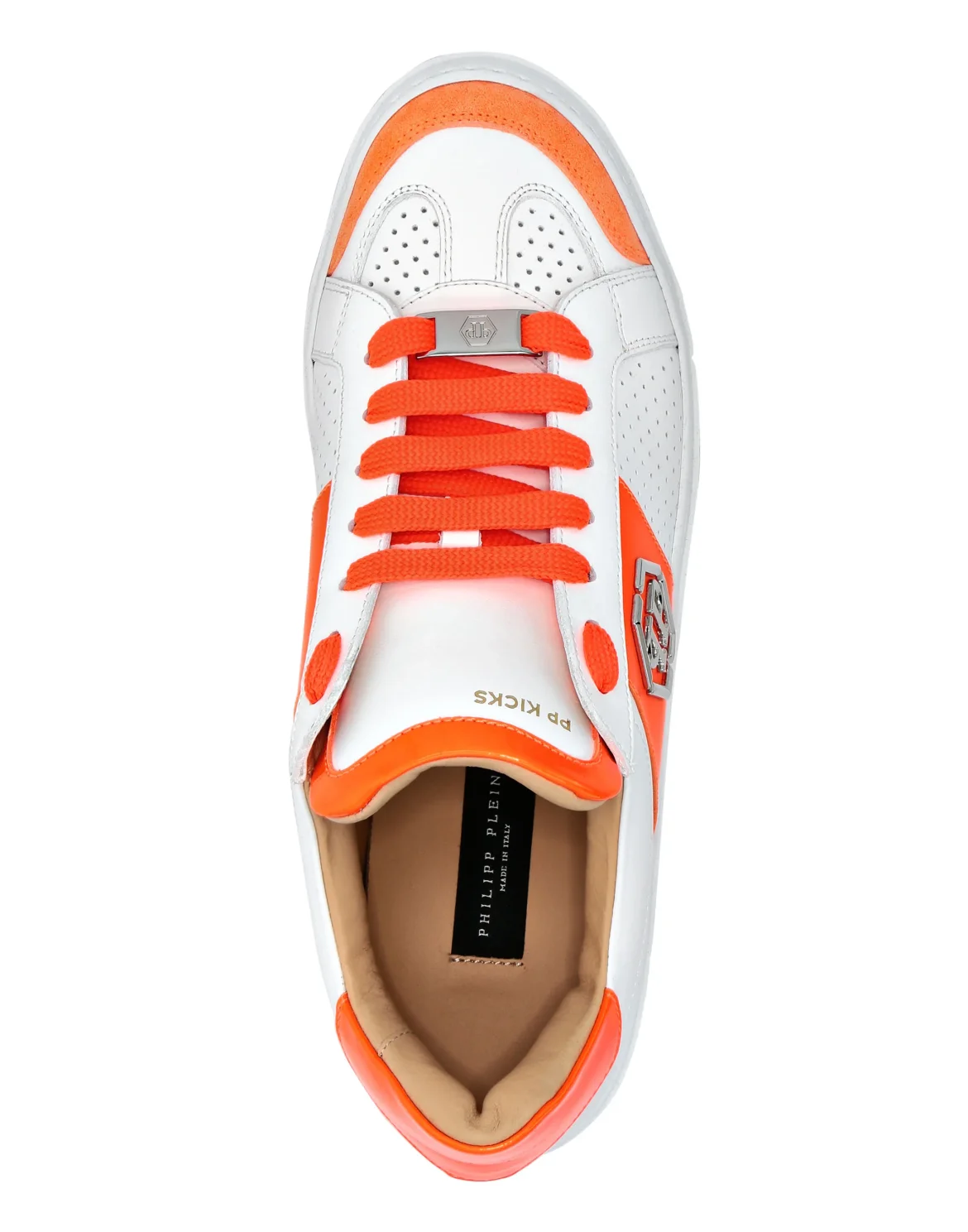 Mix Leather Lo-Top Sneakers, цвет: Оранжевый