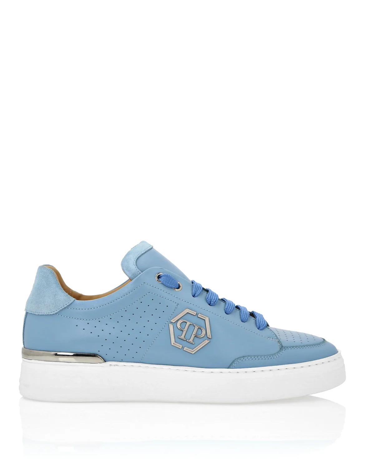 Mix Leather Lo-Top Sneakers, цвет: Голубой