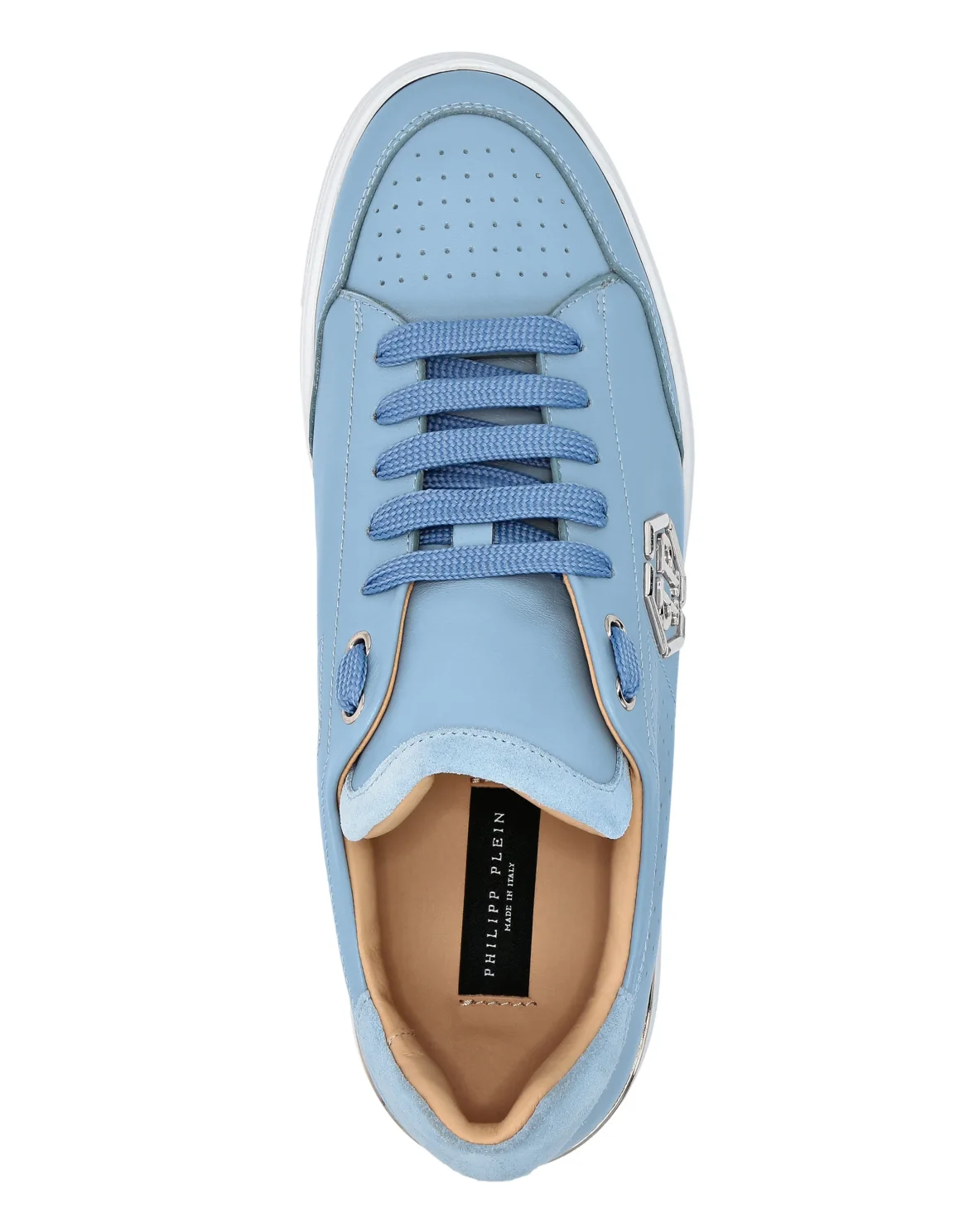 Mix Leather Lo-Top Sneakers, цвет: Голубой