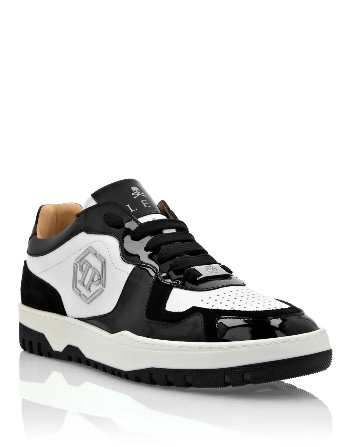 Mix Leather Lo-Top Sneakers, цвет: Белый
