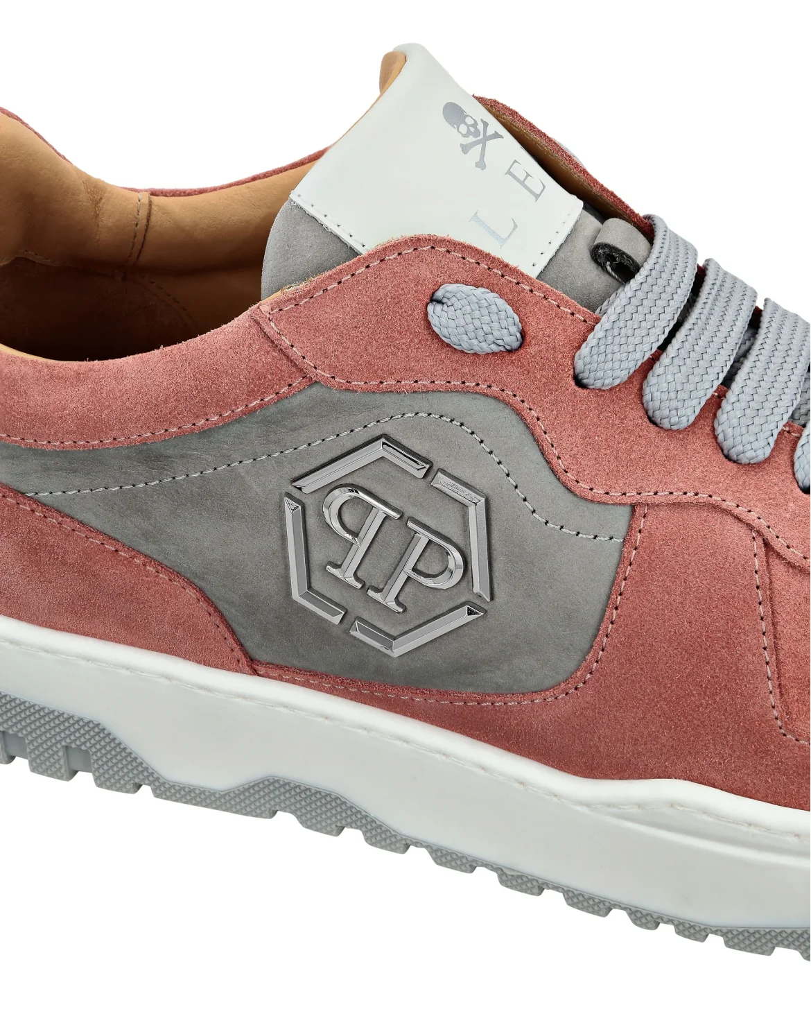 Mix Leather Lo-Top Sneakers, цвет: Серебристый