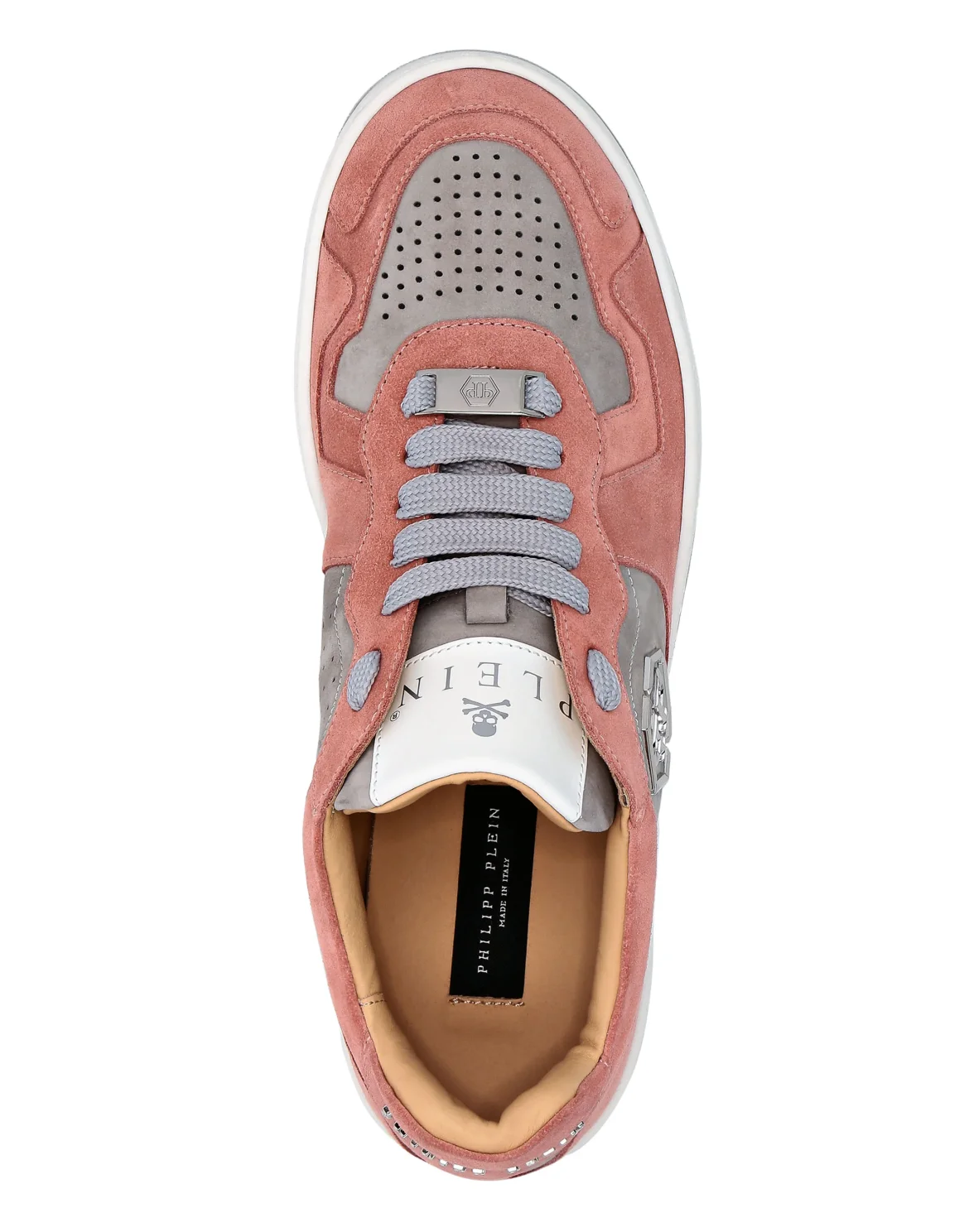 Mix Leather Lo-Top Sneakers, цвет: Серебристый