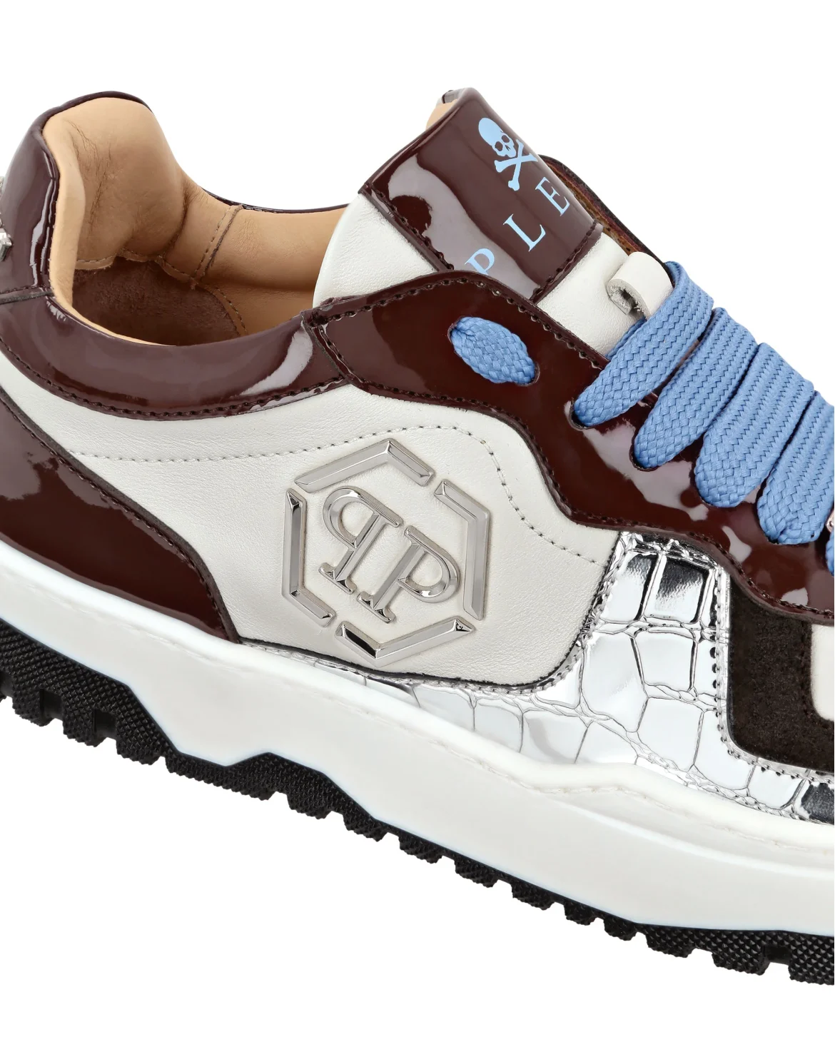 Mix Leather Lo-Top Sneakers, цвет: Бежевый