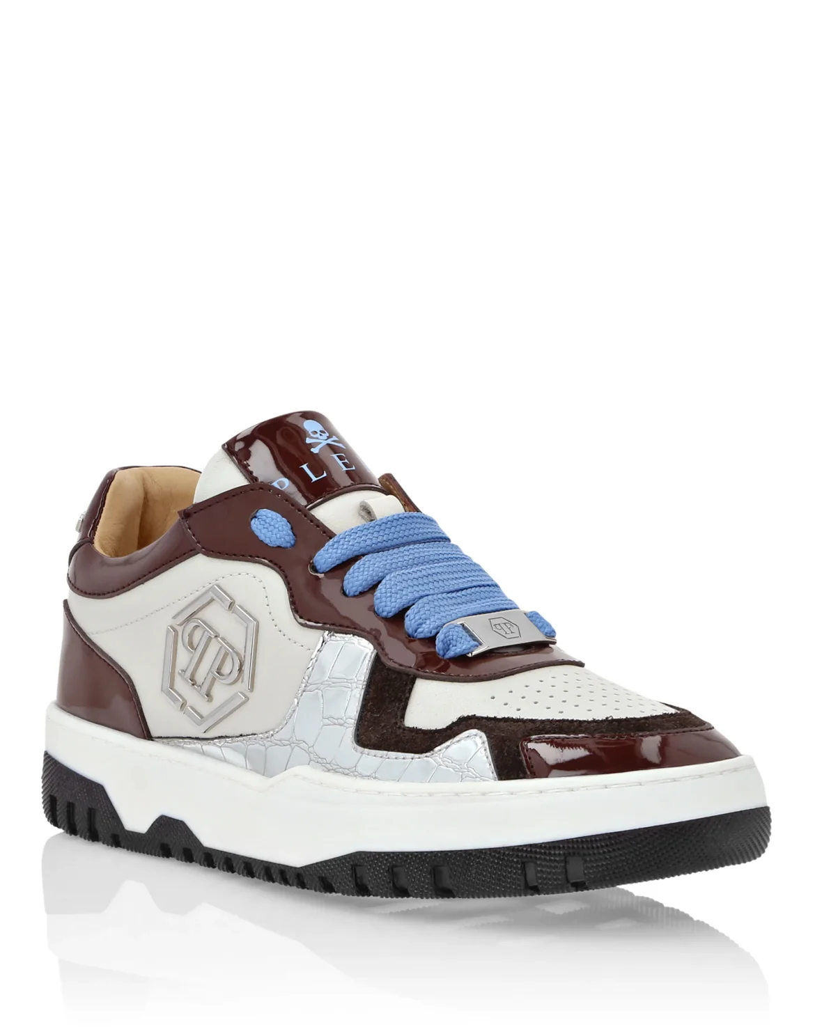 Mix Leather Lo-Top Sneakers, цвет: Бежевый