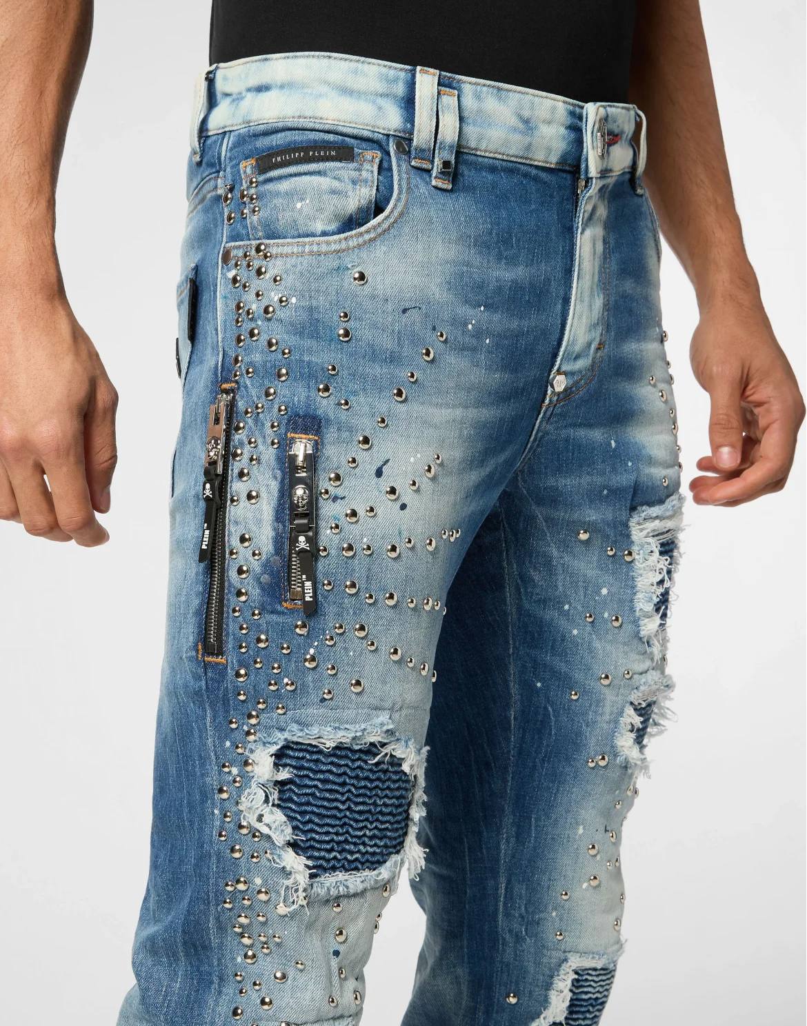 Denim Rock Star Fit Trousers Studs, цвет: Синий
