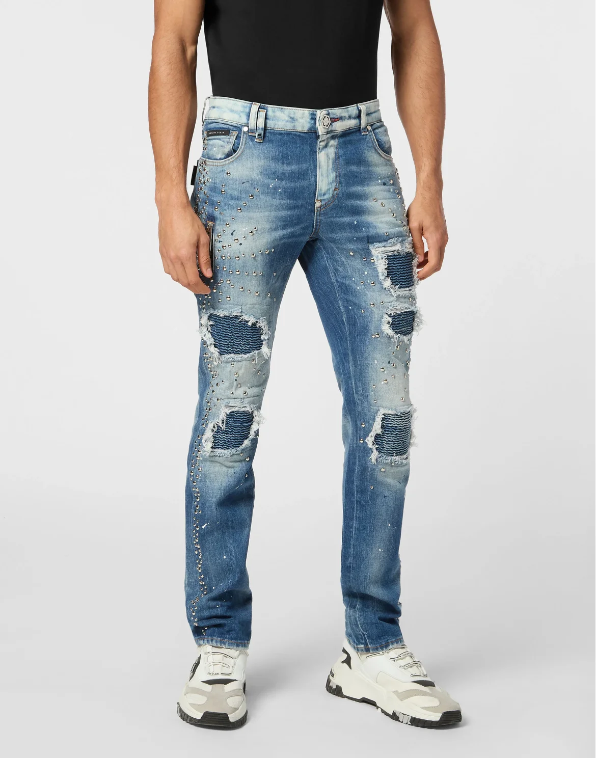 Denim Rock Star Fit Trousers Studs, цвет: Синий