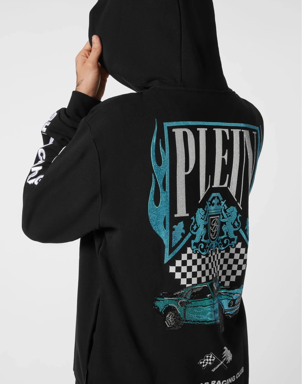Hoodie Sweatshirt LS Strass Flame Racing, цвет: Черный
