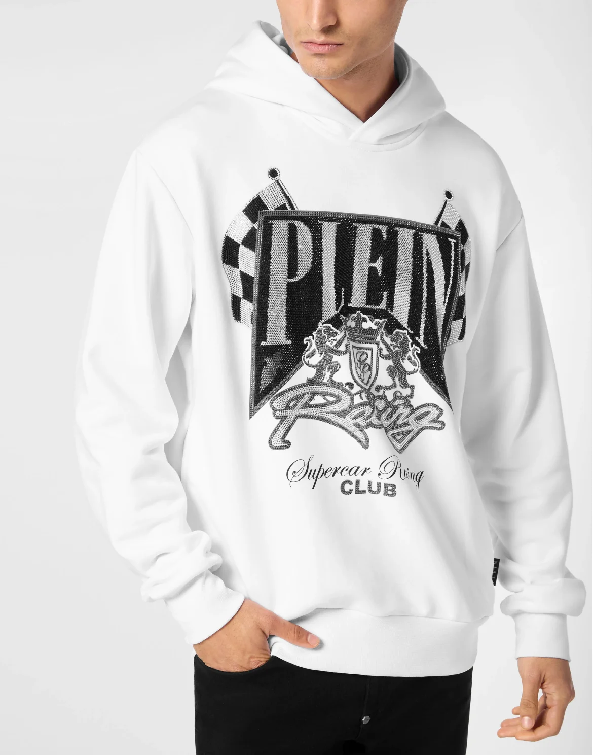 Hoodie Sweatshirt LS Strass Racing Club, цвет: Белый