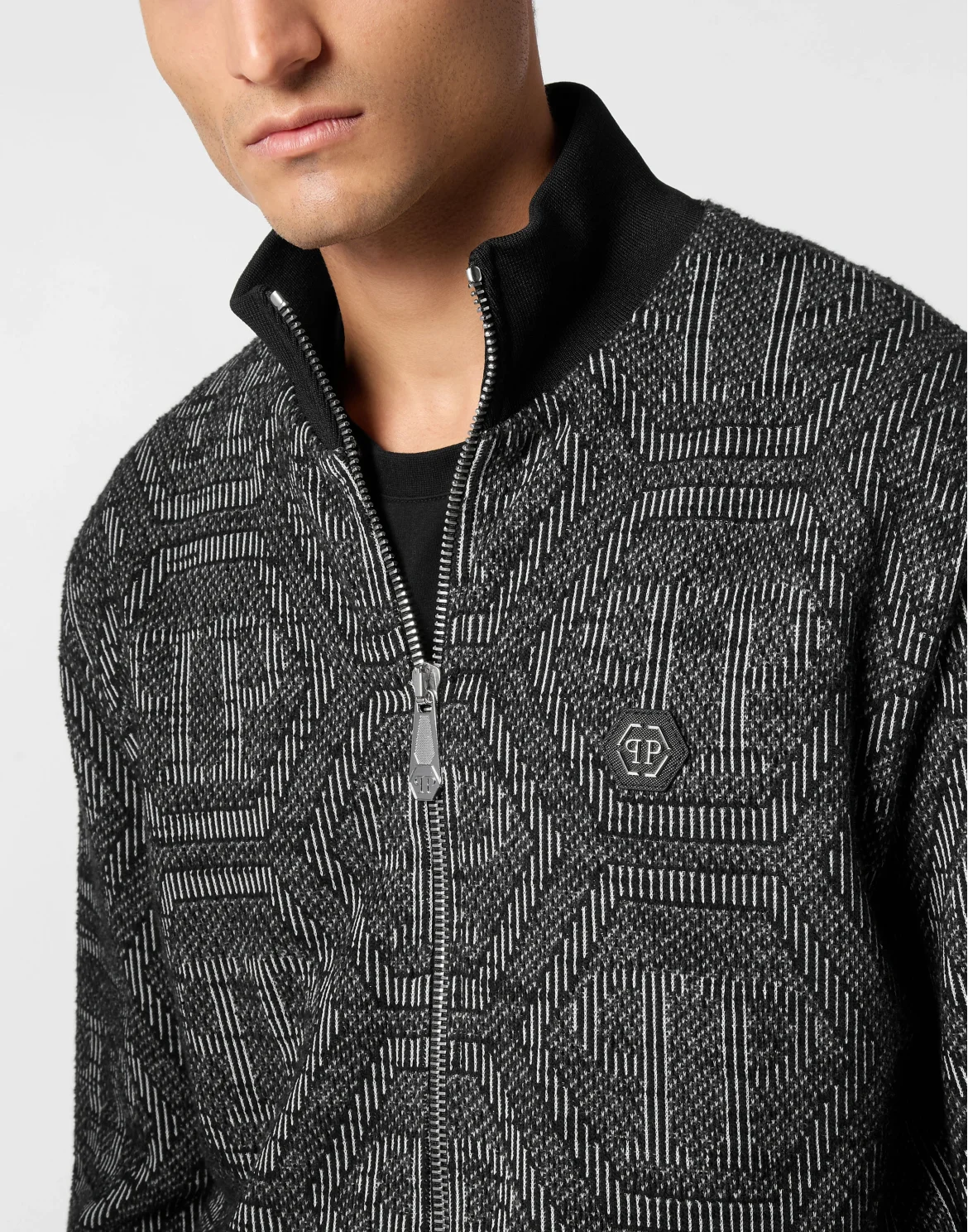 Jacquard Jogging Jacket LS Monogram, цвет: Черный