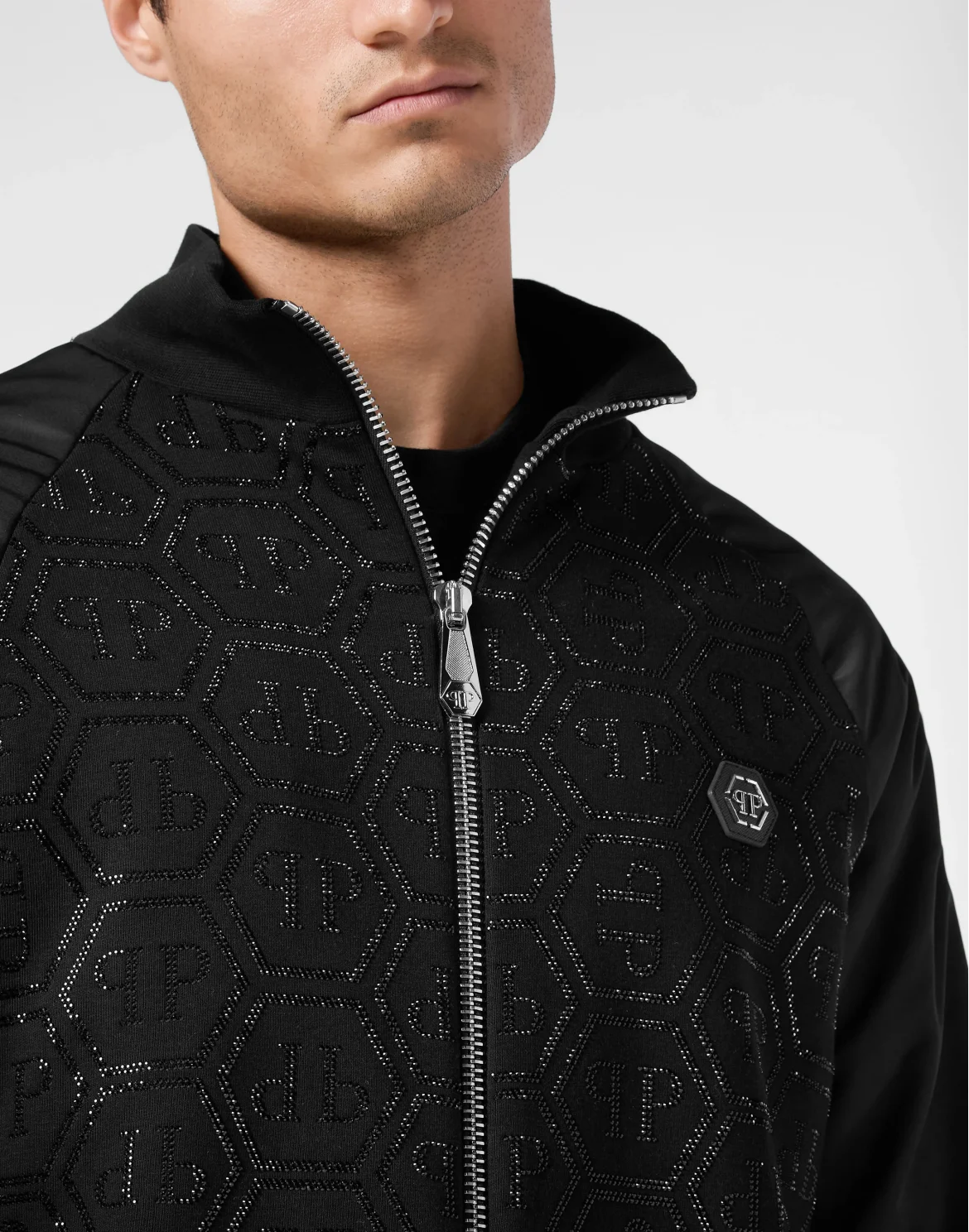 Jacket Jogging Nylon Inserts Monogram Strass, цвет: Черный