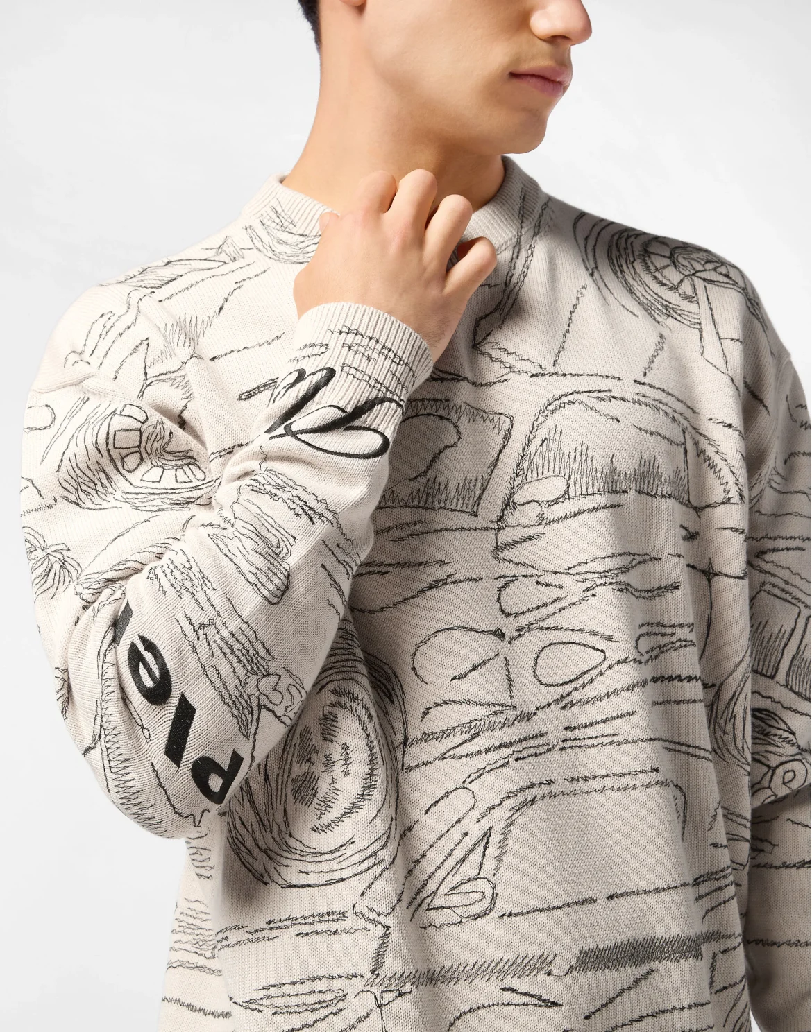 Knitted Pullover Round Neck LS Cars Racing, цвет: Белый