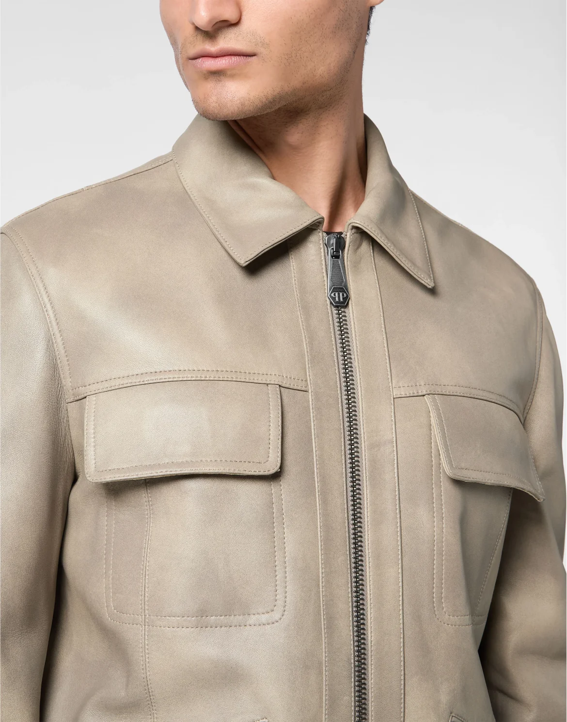 Leather Coster Bomber Jacket LS, цвет: Бежевый