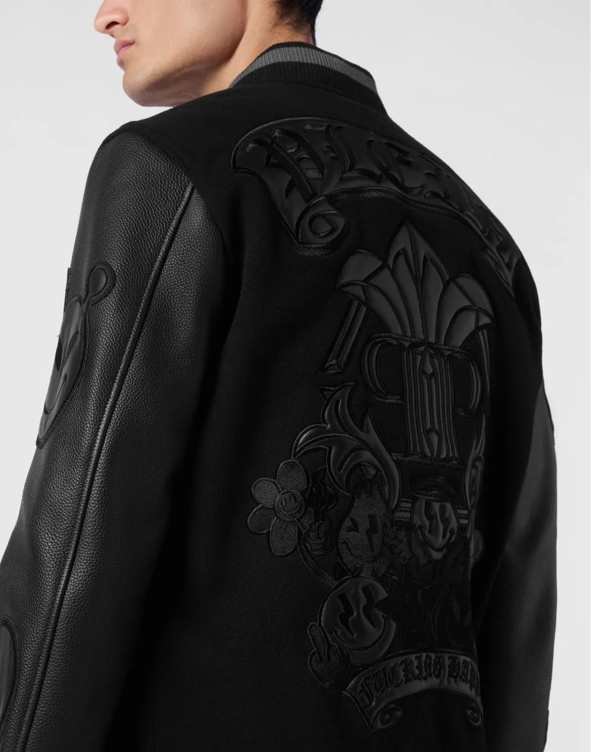 College Wool Bomber LS Smile, цвет: Черный