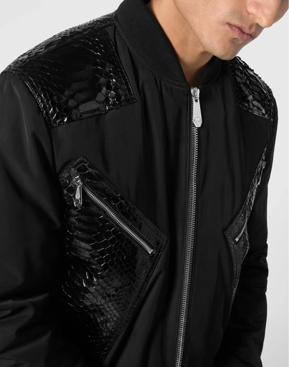 Nylon Bomber LS With Python Inserts, цвет: Черный