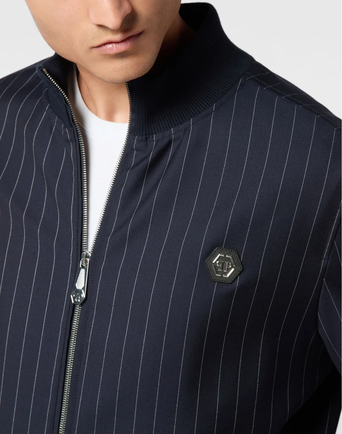 Wool Pinstripe Bomber LS, цвет: Синий