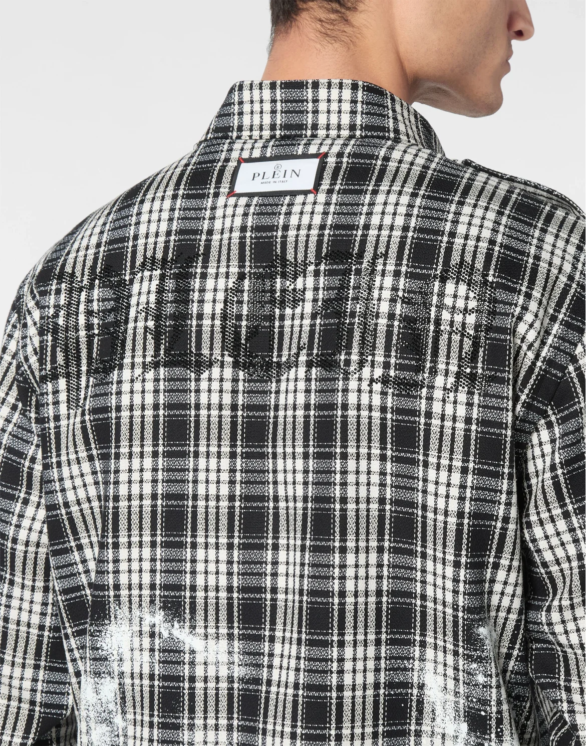 Padded Vintage Checked Military Overshirt LS Gothic Plein, цвет: Черный