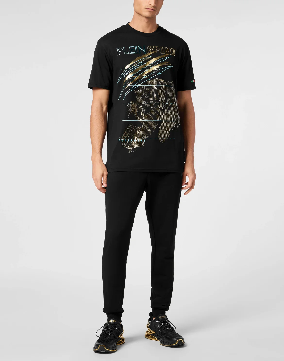 Cotton Dotted Lamina T-shirt Round Neck SS Tiger, цвет: Черный