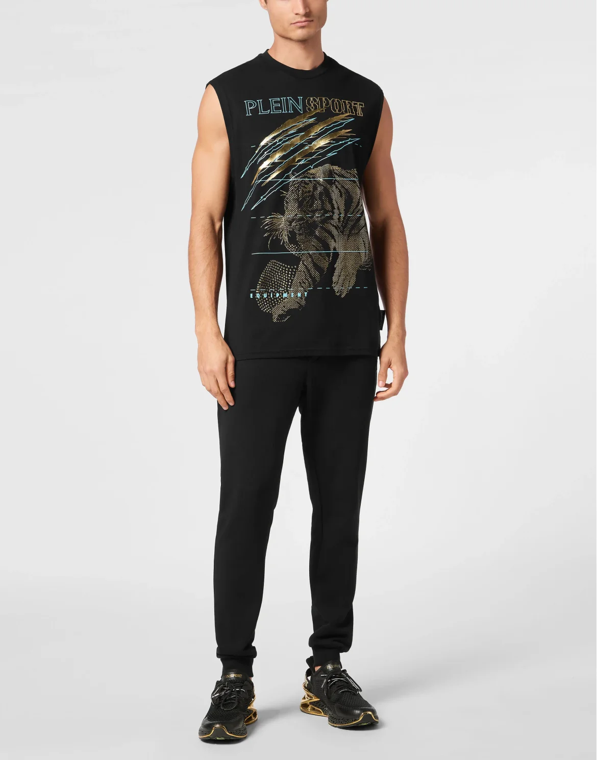 Cotton Dotted T-shirt Round Neck Sleeveless Lamina Tiger, цвет: Черный