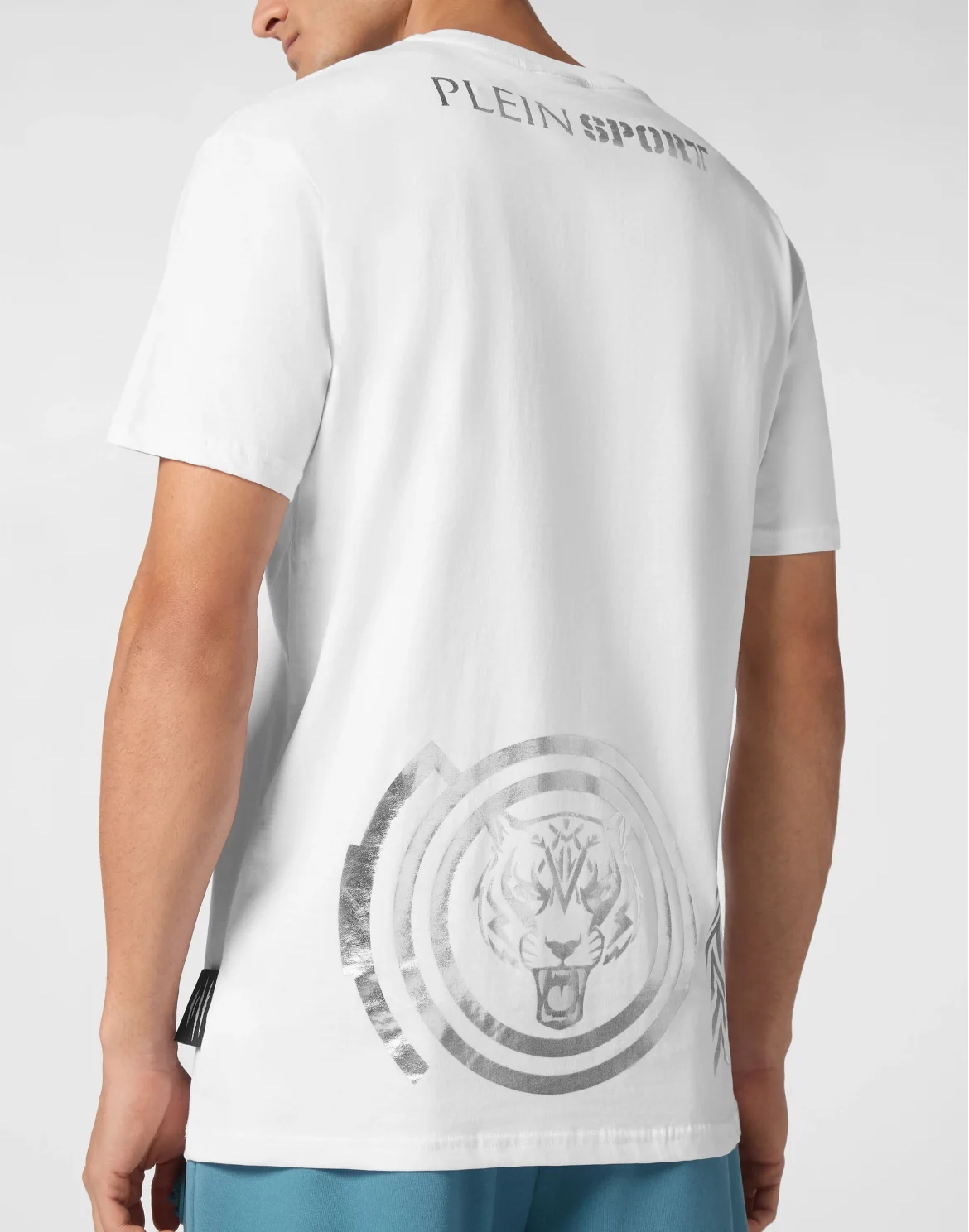 Plein Sport Cotton T-shirt Round Neck SS Lamina Tiger, цвет: Белый