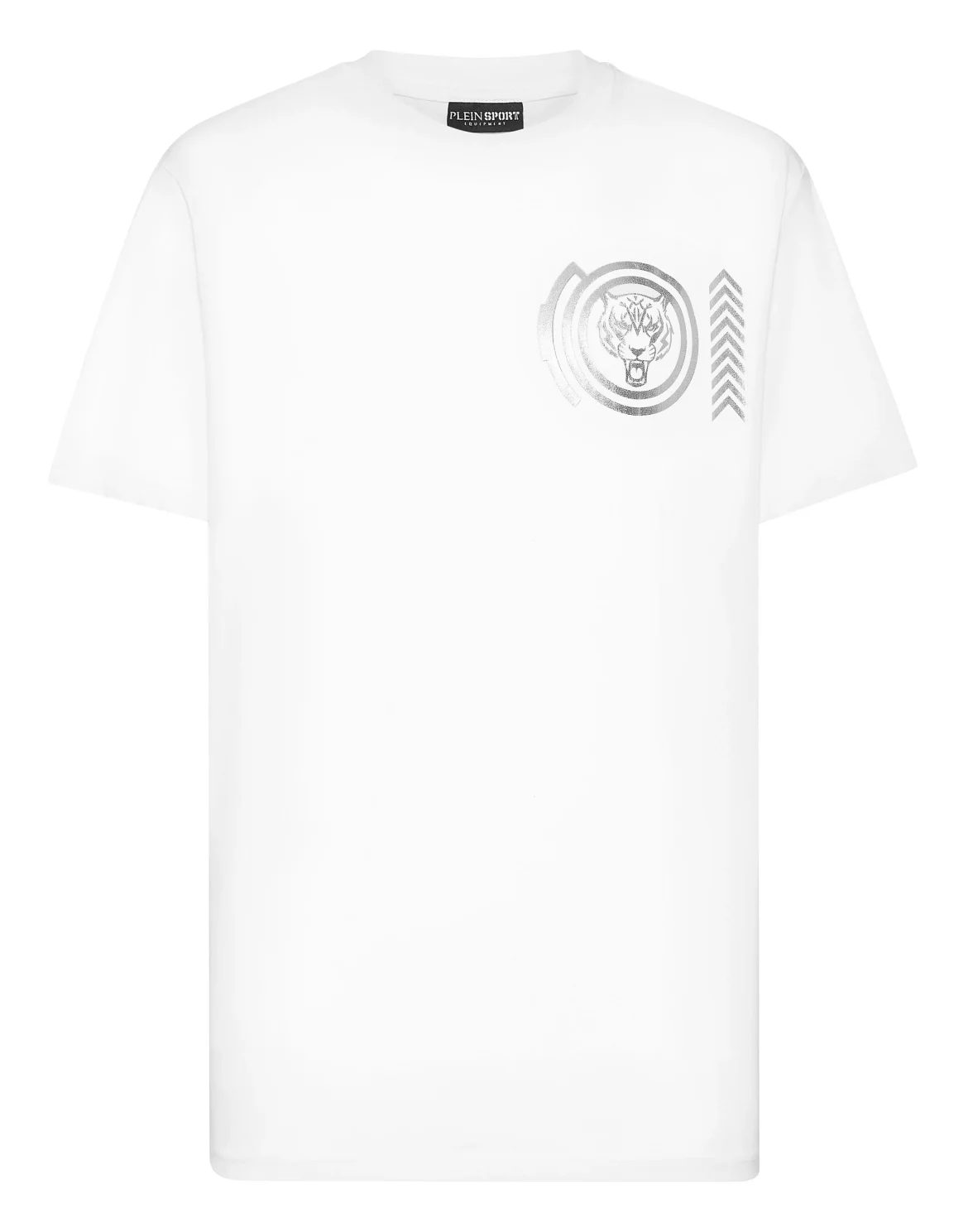 Plein Sport Cotton T-shirt Round Neck SS Lamina Tiger, цвет: Белый