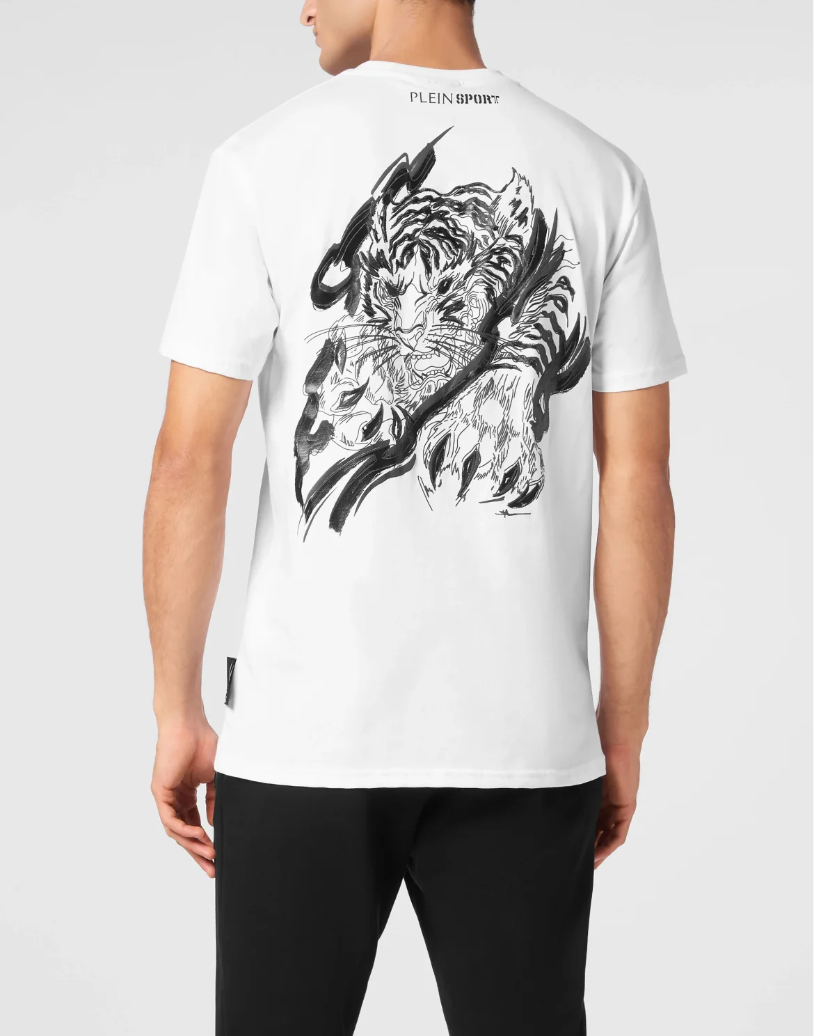 Plein Sport Cotton T-shirt Round Neck SS Tiger, цвет: Белый