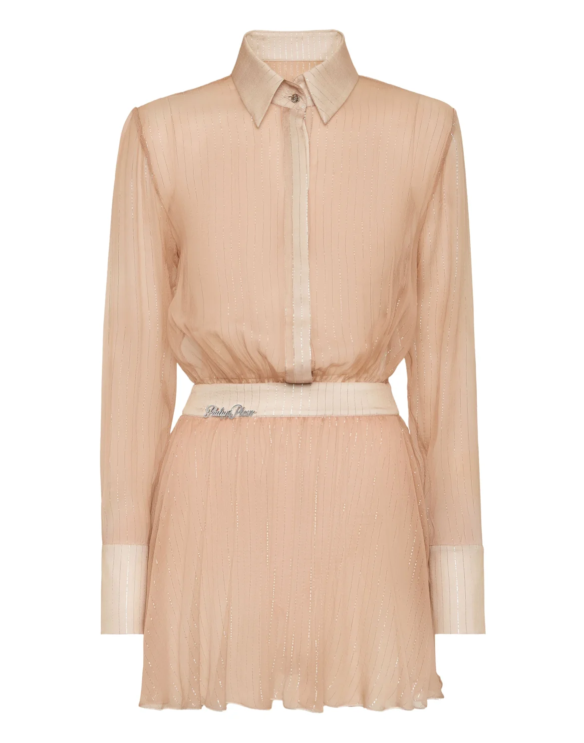 Chiffon Lurex Mini Shirt Dress LS Signature, цвет: Розовый