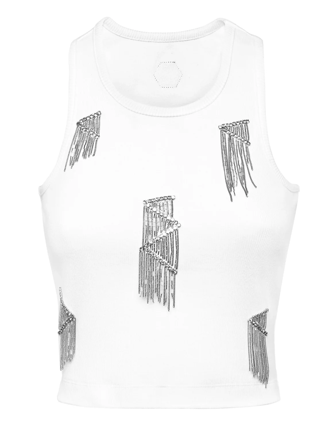Jersey Rib Tank Top Fringe, цвет: Белый