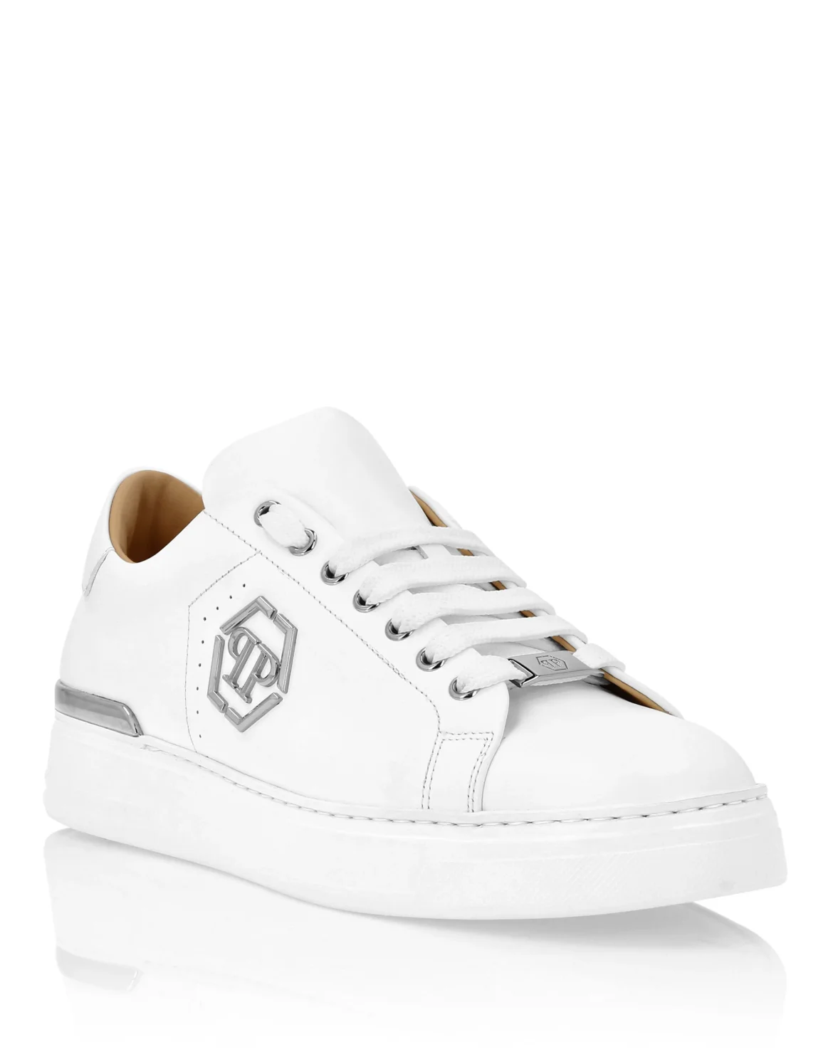 Nappa Leather Lo-Top Sneakers Hexagon, цвет: Белый